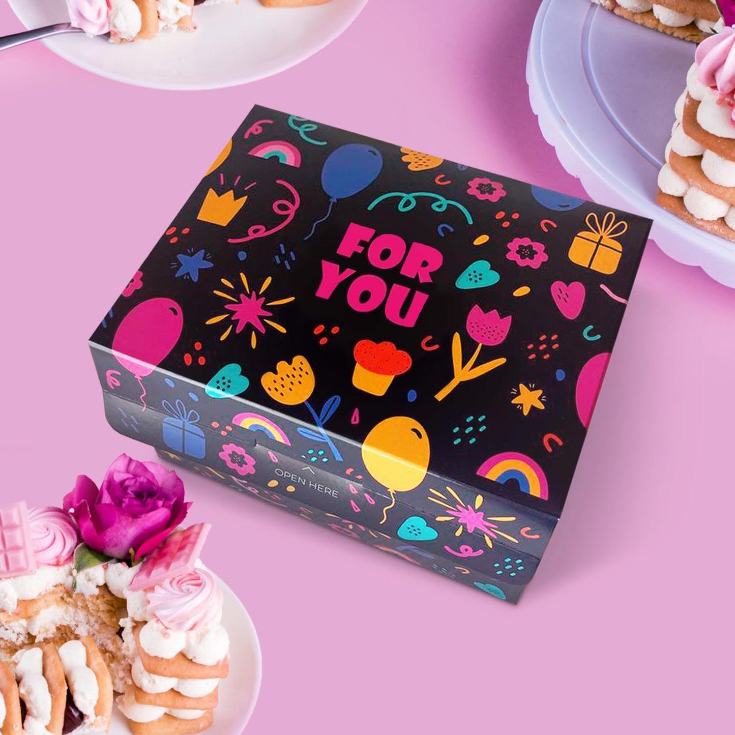 FETTIPOP Gift Box DIY, Gift Box Exploding Confetti (Rainbow Flowers) 7.1x5.5x4.3 inches, Birthday, Party, Father’s and Mother’s Day, Graduations, Anniversaries, Holidays, Any Occasion
