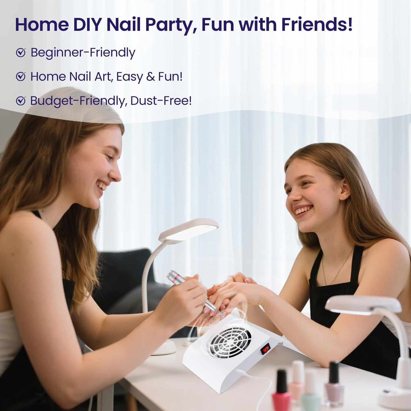 Nail Dust Collector Small Mini: Foldable 600PA Strong Suction Low Noise Quiet - Nail Fan Dust Collector Vent for Nail Art