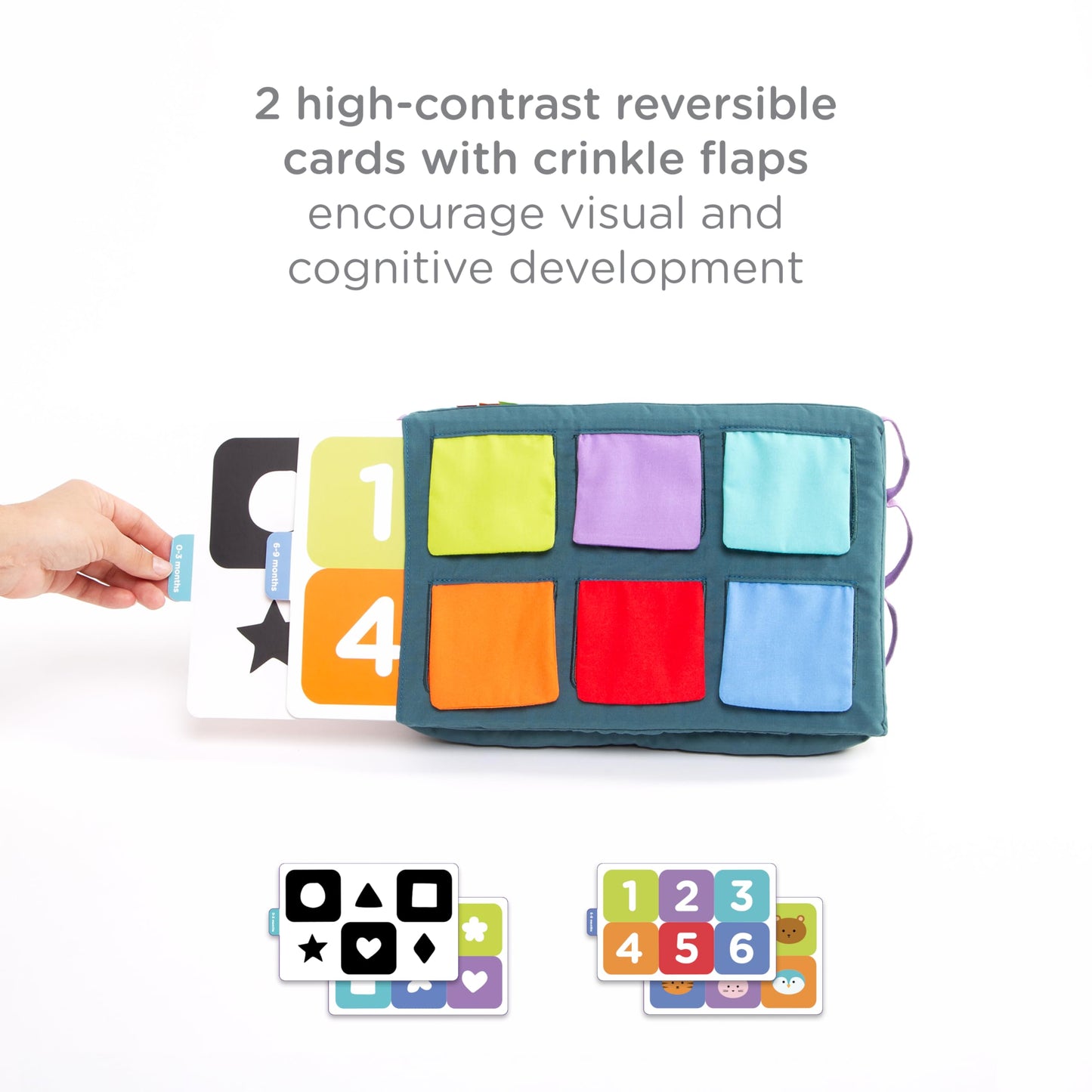 Ubbi Mirror Me Activity Toy, Tummy Time Developmental Baby Toy, Multi-Sensory Play Cube, Includes High Contrast Visual Learning Cards and Silicone Teether