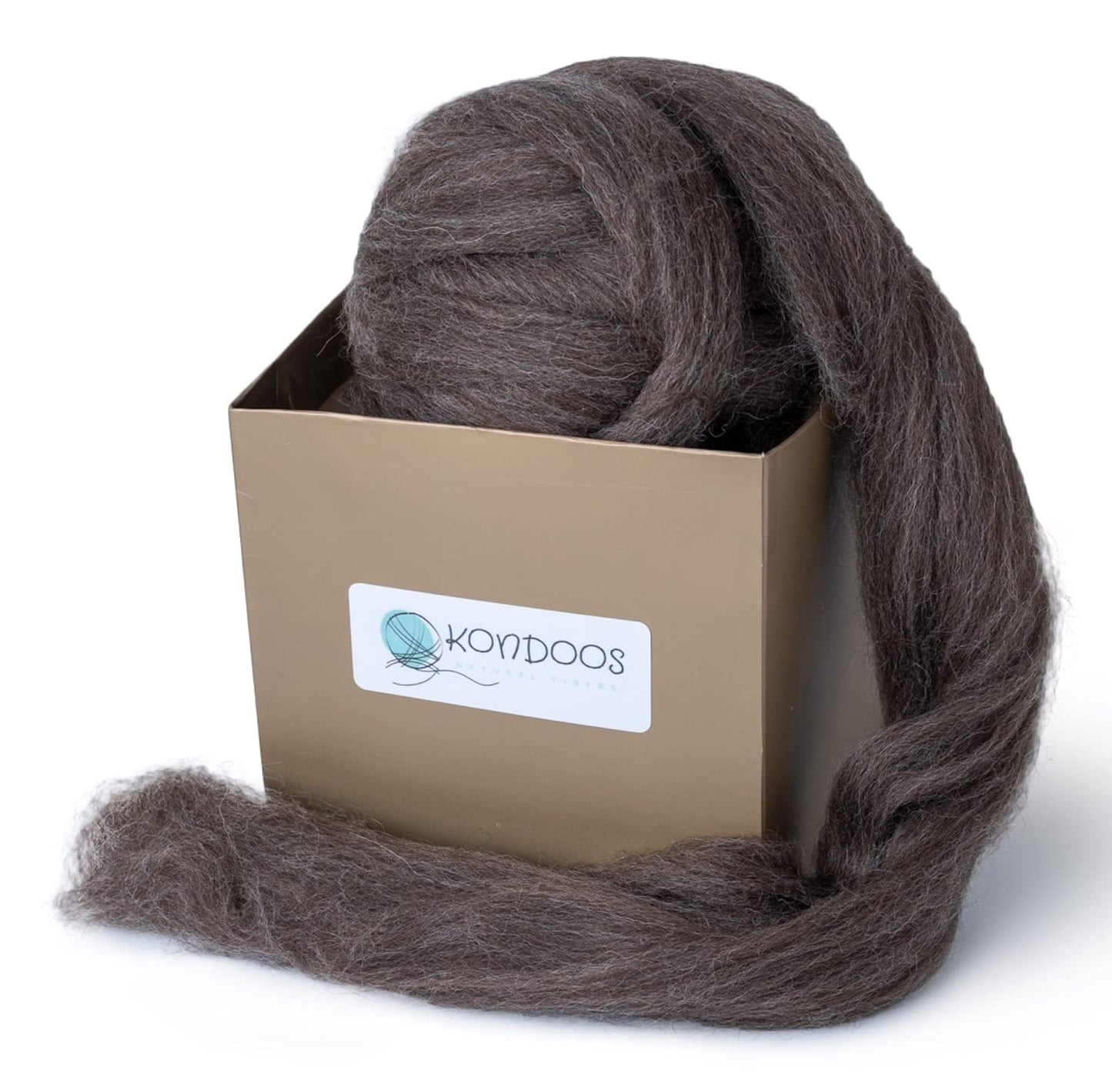 Kondoos Natural Wool roving, 8 OZ. Best for Needle Felting, handcrafts and Spinning. Natural Colours, un-Dyed. (Brown Mocha, 8 oz)