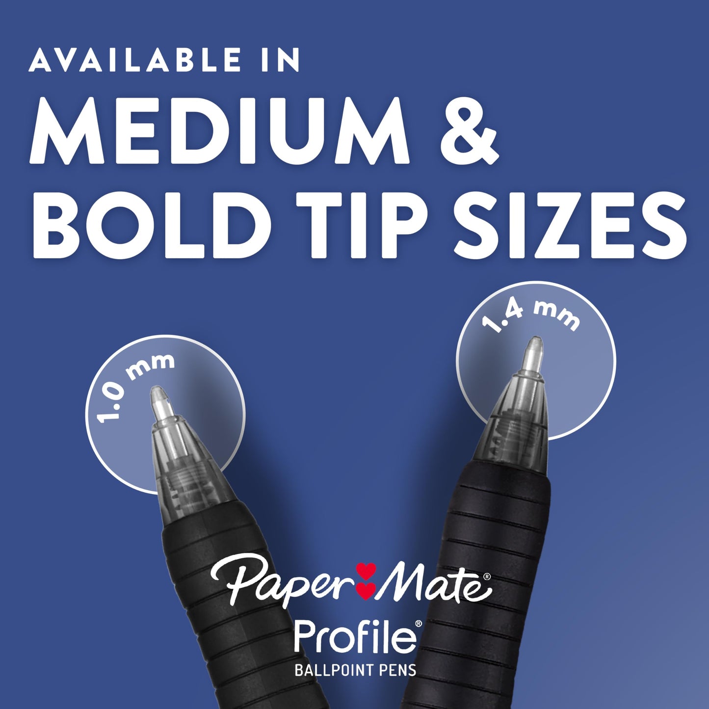 Paper Mate Profile Retractable Ballpoint Pens, Assorted Colors, Bold | 1.4mm Point | Soft Grip | Vivid Ink | 144 Count