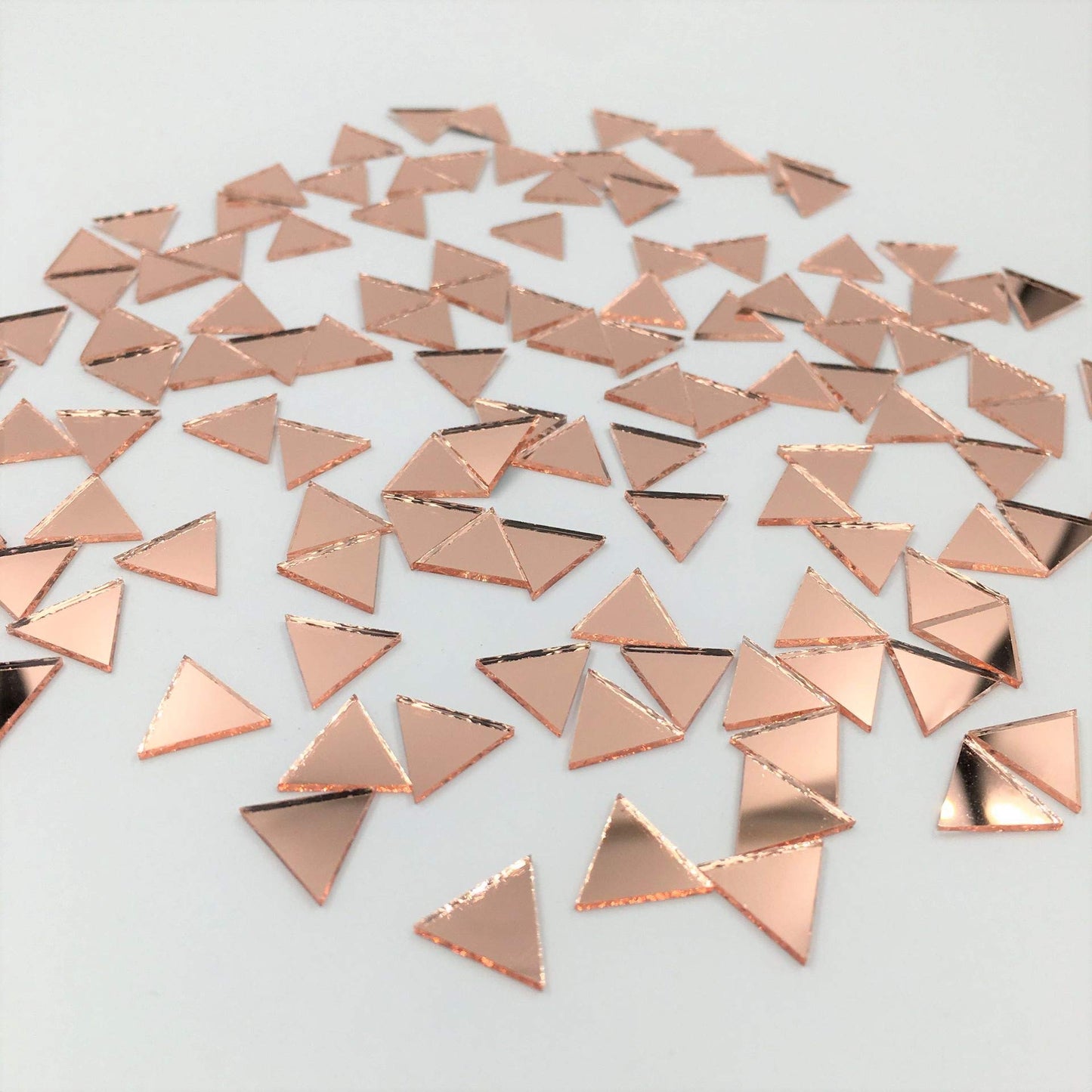 NUORUI 15mm Triangular Shape Mirror Mosaic Tiles, Rose Gold, Craft Mirror, 120 Pieces