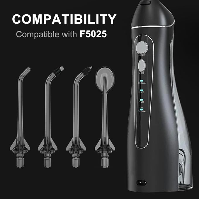 Replacement Tips for Nicwell Oralfree Water Flosser, Water Flosser Replacement Heads Oral Irrigator Jet Tip Compatible F5025/ FC159 Water Flosser（ 4 Tips Combo）