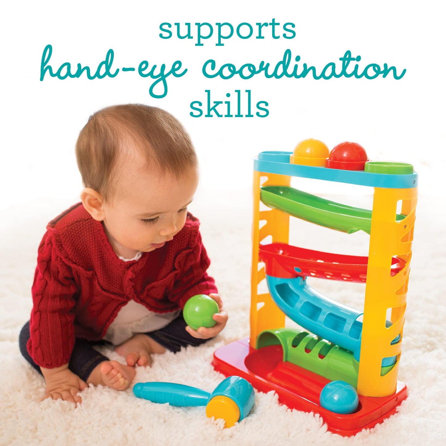 Infantino Ball Tower & Sensory Blocks Set - Educational Baby Toys, Hand-Eye Skills, Cause & Effect, Easy Grip Building Blocks