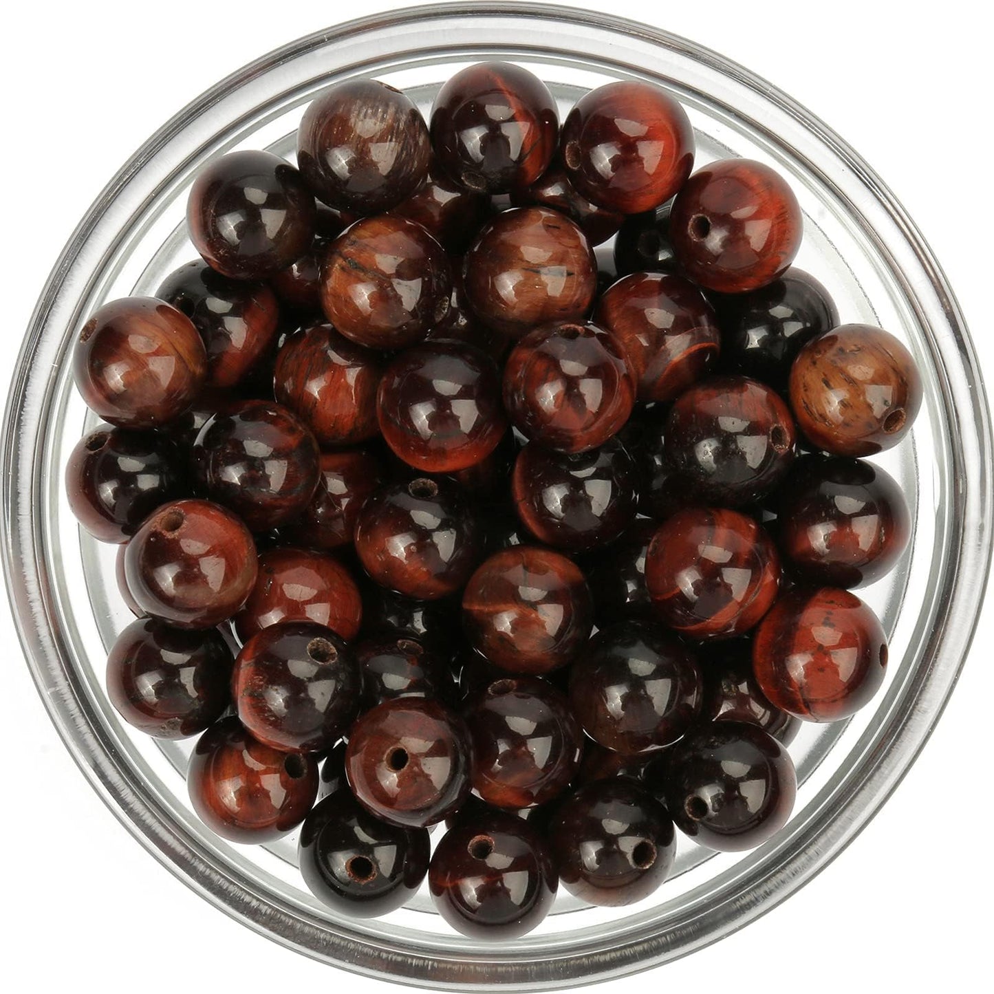 NITOPUPU 100Pcs 8mm Natural Smooth Red Tiger Eye Gemstone Beads Round Loose Stone Beads for Jewerly Making with Crystal Stretch Cord