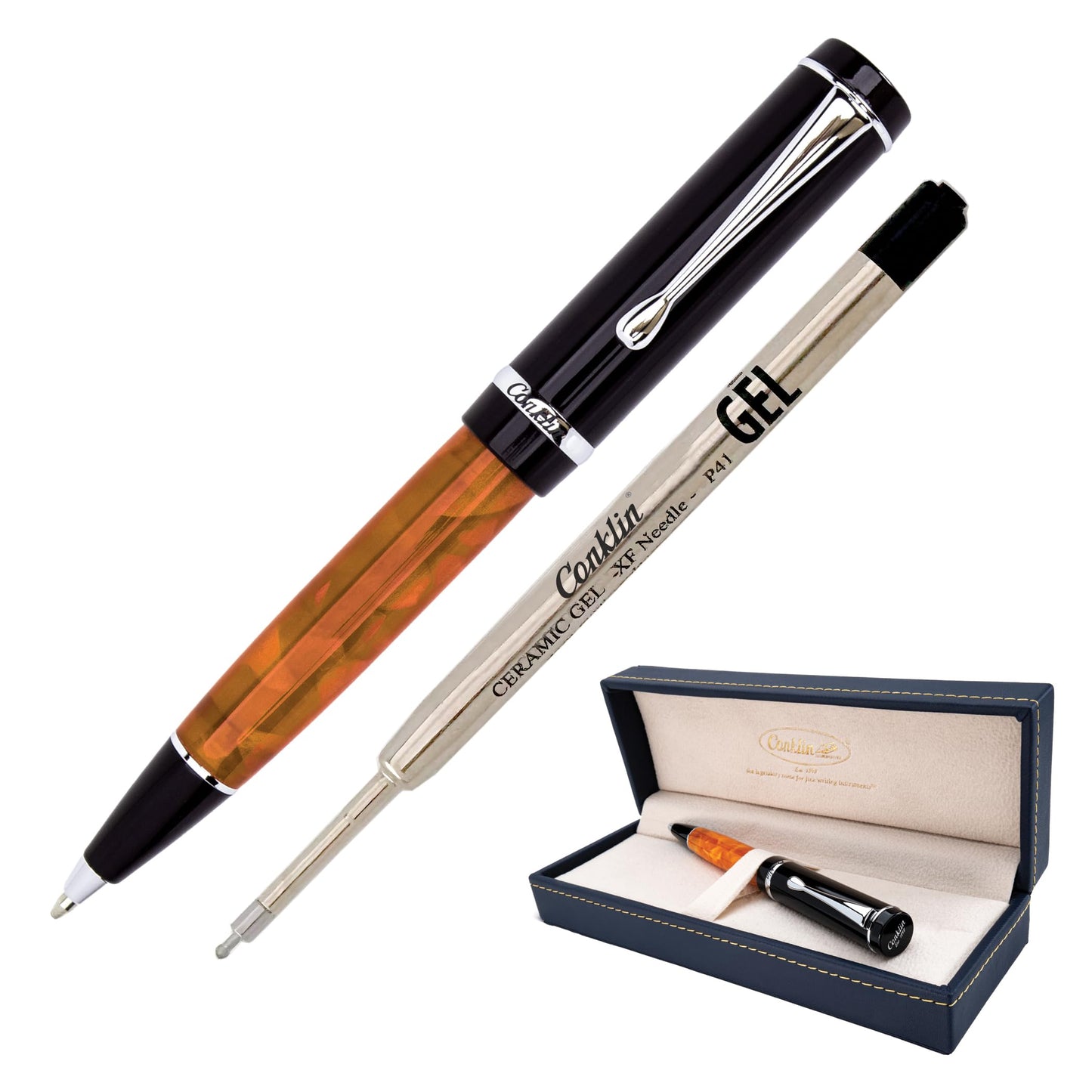 Conklin Duragraph Gel Pen Orange Nights | Luxury Gel Pen with Refillable Ink | Smooth Writing, Premium Quality, Elegant Design
