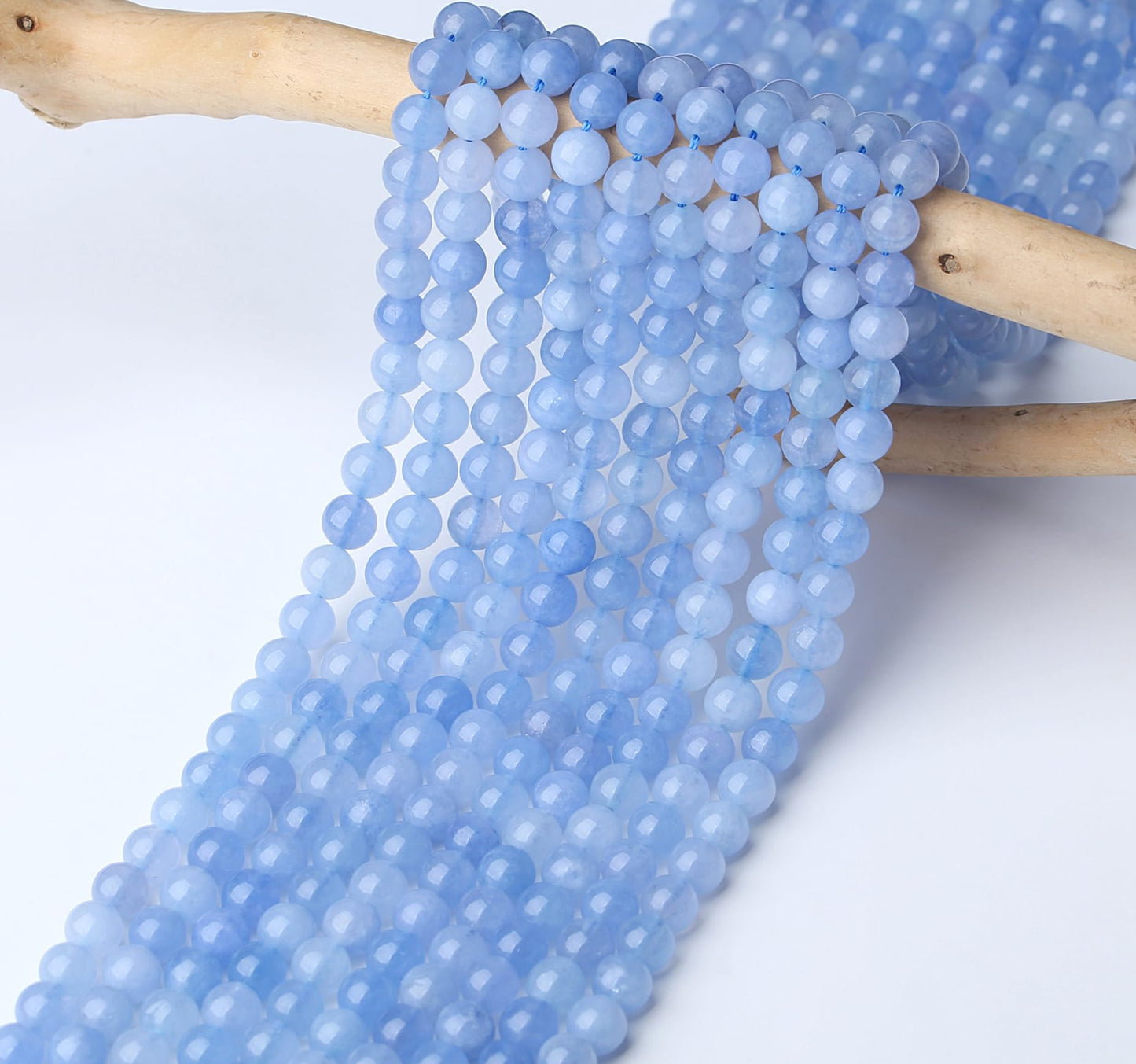 NUKAYAI Natural Stone Beads 100pcs 8mm Blue Aquamarine Round Stone Beading Loose DIY Smooth Beads for Bracelet Necklace Earrings Making