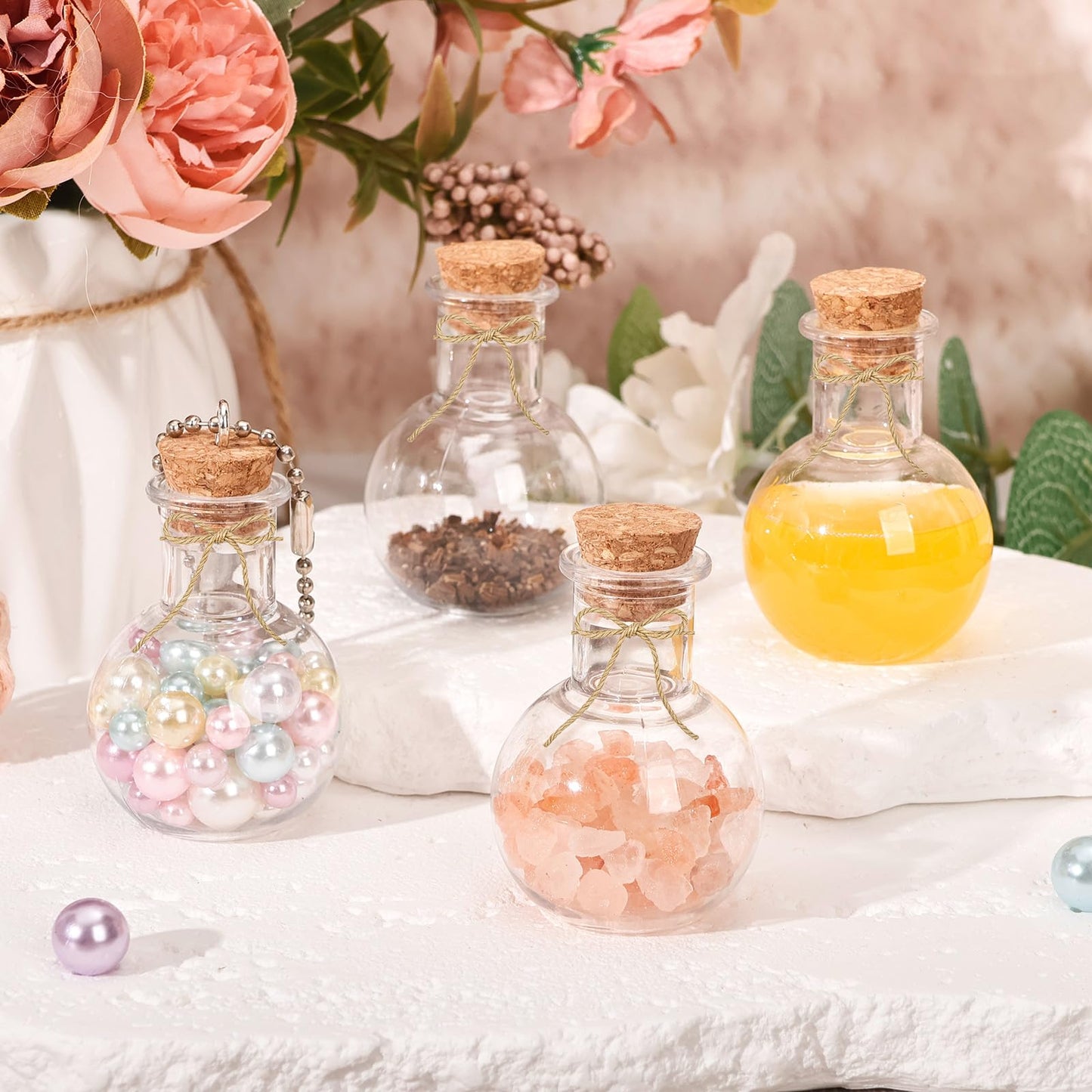 badashun 20 Packs Mini Plastic Bottles with Corks Clear Small Plastic Bottles for Birthday Baby Shower Wedding DIY Crafts Party Christmas Halloween Decoration Present