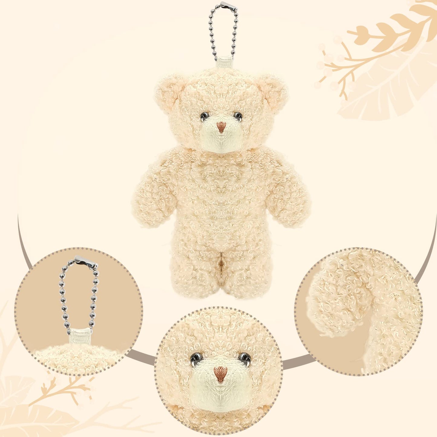 WEGUTATS 12 Pack Brown Mini Teddy Bears 4.7 inch Tiny Soft Stuffed Teddy Bear Small Plush Bears Bulk for Birthday Party Decor Favors Bag Keychain