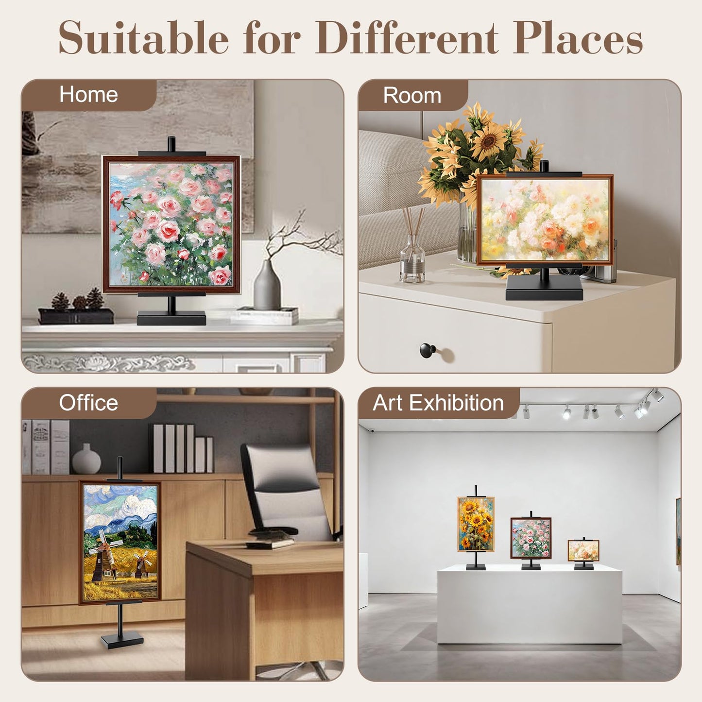 AZEAM Tabletop Easel Stand, Adjustable Poster Stand for Frames up to 29" , Black Metal Standing Easel Display Stand for Art Signs Photos, Framed Artwork Display Easel Stands for Home Events