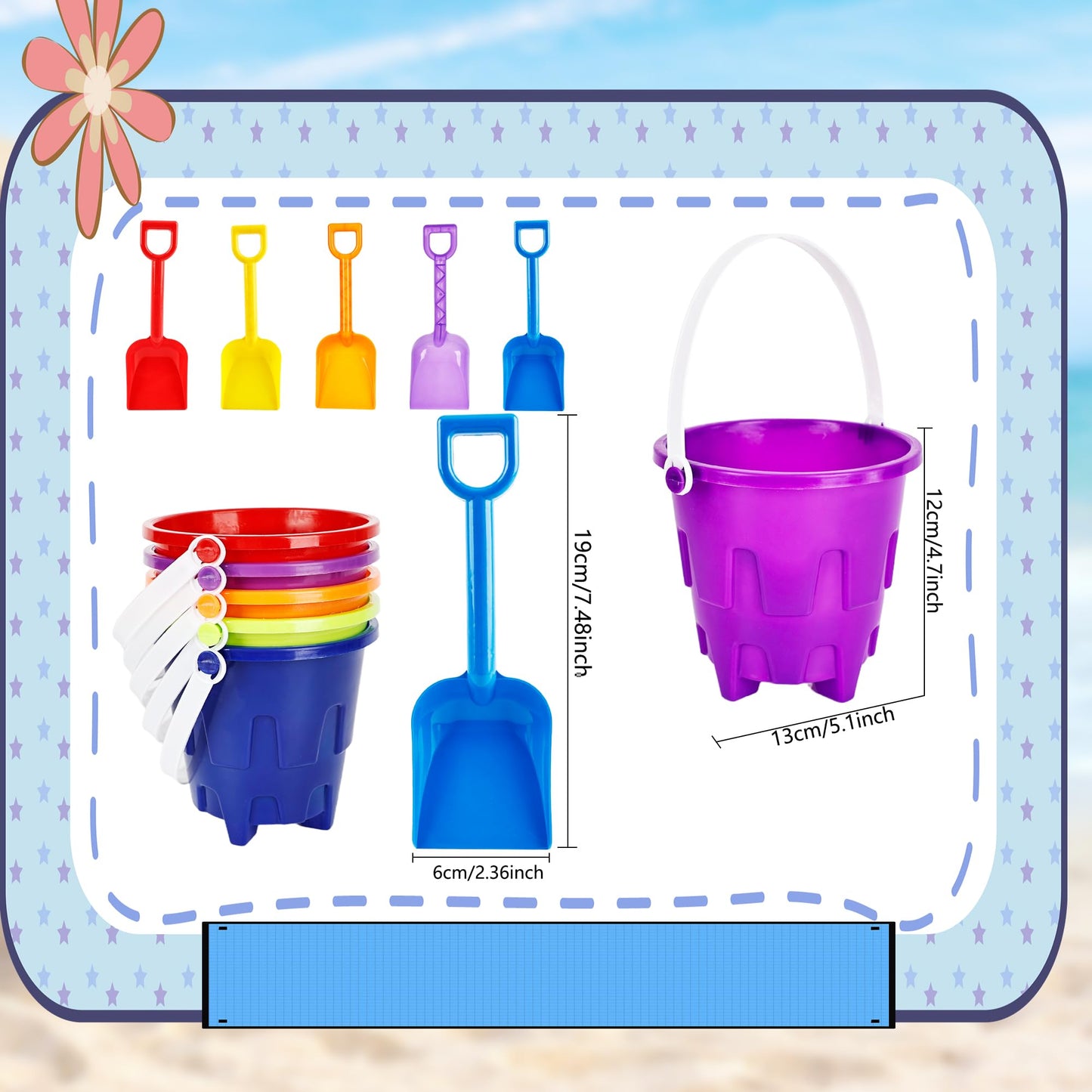 30 Pack Sand Castles 5 Inch Beach Buckets and Shovel Set Including 10 Plastic Buckets 10 Sand Shovel Sand Pail Bulk with10 Water Gun for Kids Summer Seaside Beach Pool Party