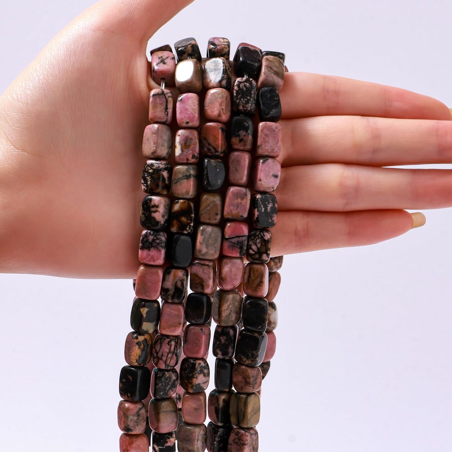 Natural Large Rhodochrosite Cube Stone Beads 8x11mm 38cm/str Loose Semi Gemstone Stone Square Beads for Making Bracelets Necklace