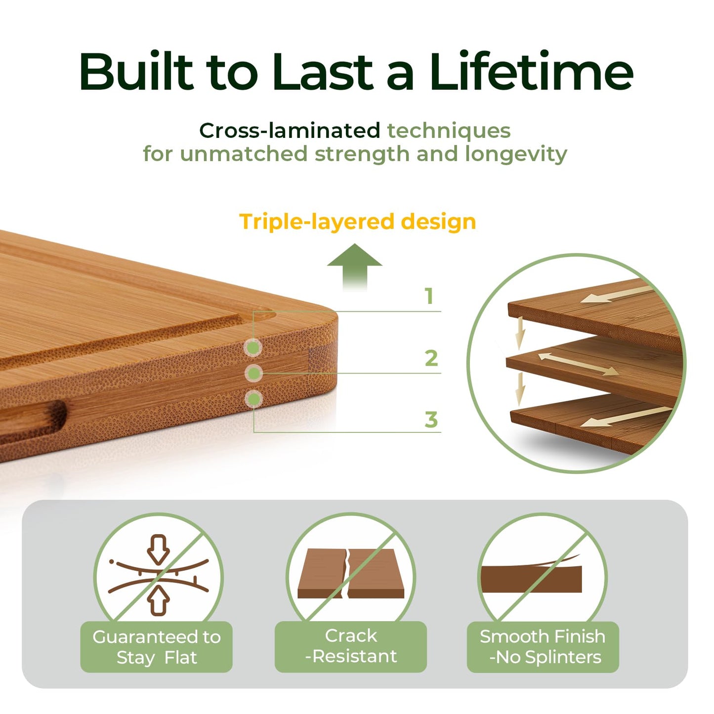 Keechee Wood Cutting Board, Carbonized Bamboo Cutting Boards Set With Smooth Surface & Easy Storage For Busy Kitchens, Ideal Charcuterie & Chopping, Durable, Knife-Friendly (4Pcs)