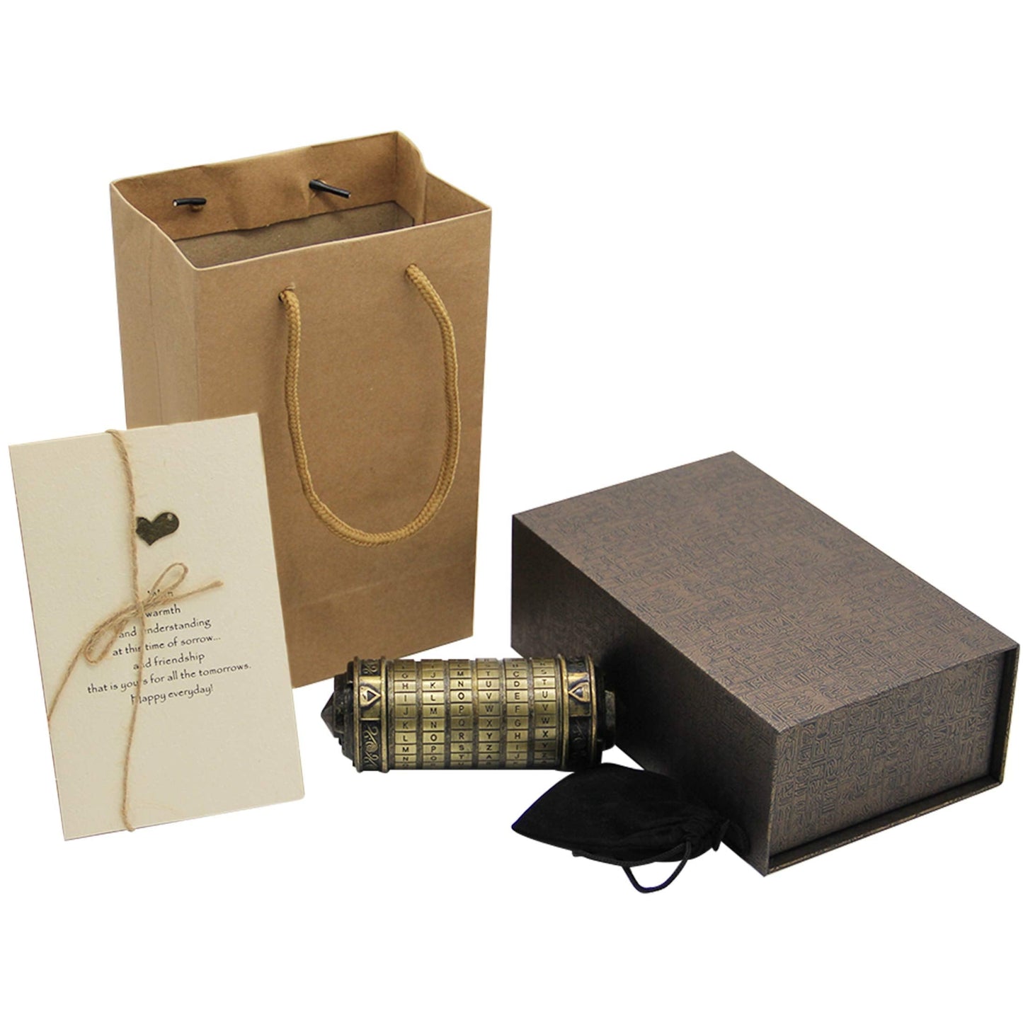 yofit Da Vinci Code Mini Cryptex Lock Puzzle Box - Valentine's Day Gift with Hidden Compartments for Notes, Jewelry, Rings & Money, Romantic Anniversary Birthday Gifts for Her, Girlfriend, Women & Men