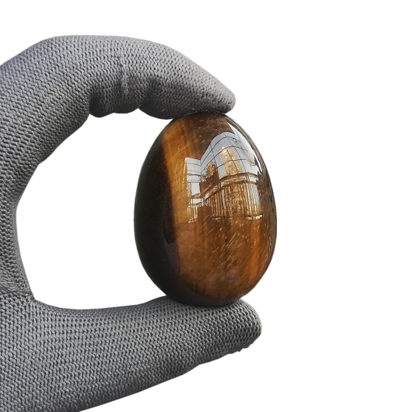 Sunshcat Natural Tiger's Eye Egg Shaped Meditation Chakra and Home Decor Balance Crystals and Healing Stones Statue Set,35 * 50mm Easter and Thanksgiving Gift,with Wooden Bracket