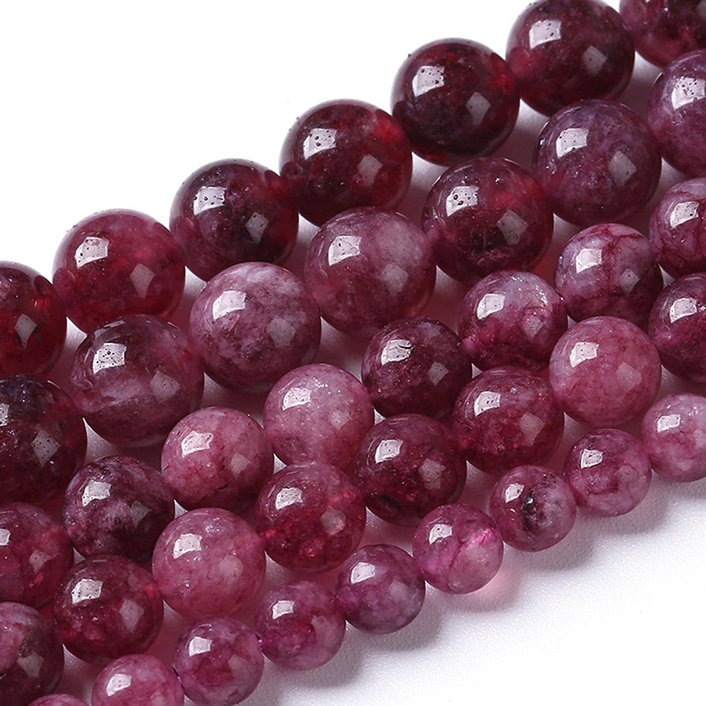 76PCS 10MM Natural Stone Kunzite Purple Jade Beads Round Loose Beads for Jewelry Making Bracelet 2 Strands 32"