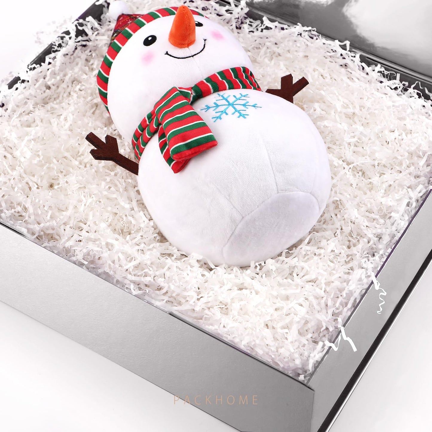 PACKHOME 17x14.5x5.5 Inches, Extra Large Gift Box with Lid, Magnetic Closure Box for Clothes and Large Gifts (Glossy Silver with Grass Texture)