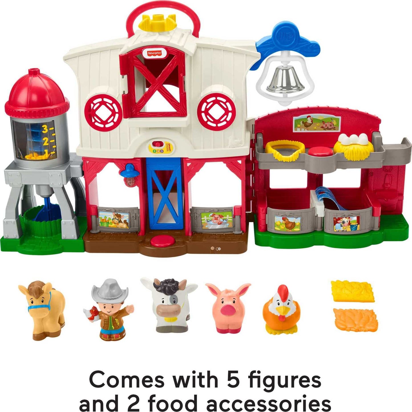 Fisher-Price Little People Caring for Animals Farm Electronic Interactive playset with Smart Stages Learning Songs for Toddlers Ages 1 and up (Amazon Exclusive)