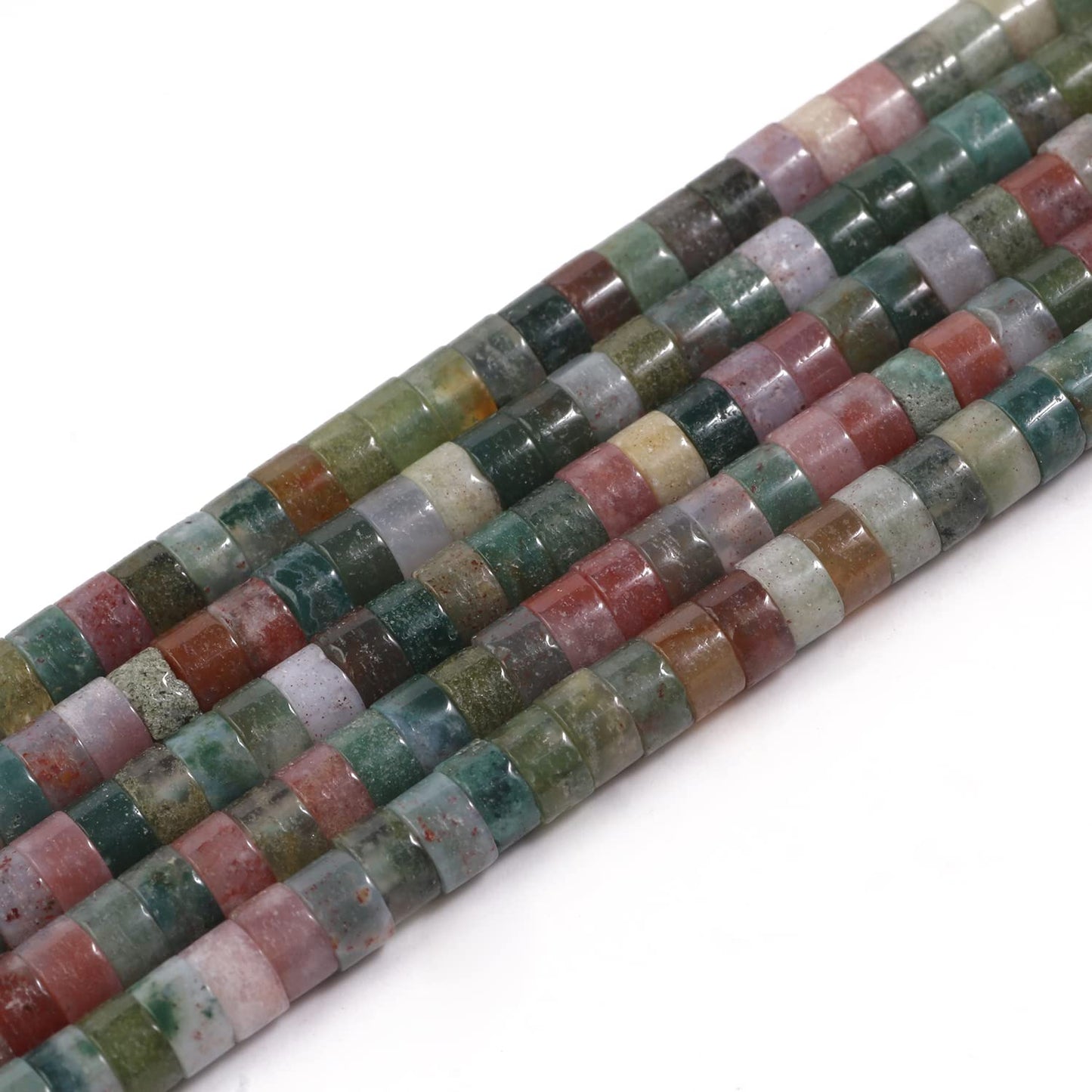 NITOPUPU 150Pcs 4×2mm Natural Indian Agate Spacer Stone Beads for Jewelry Making Supplies, Loose Semi Flat Round Gemstone Tube Beads for Bracelets DIY Crafts