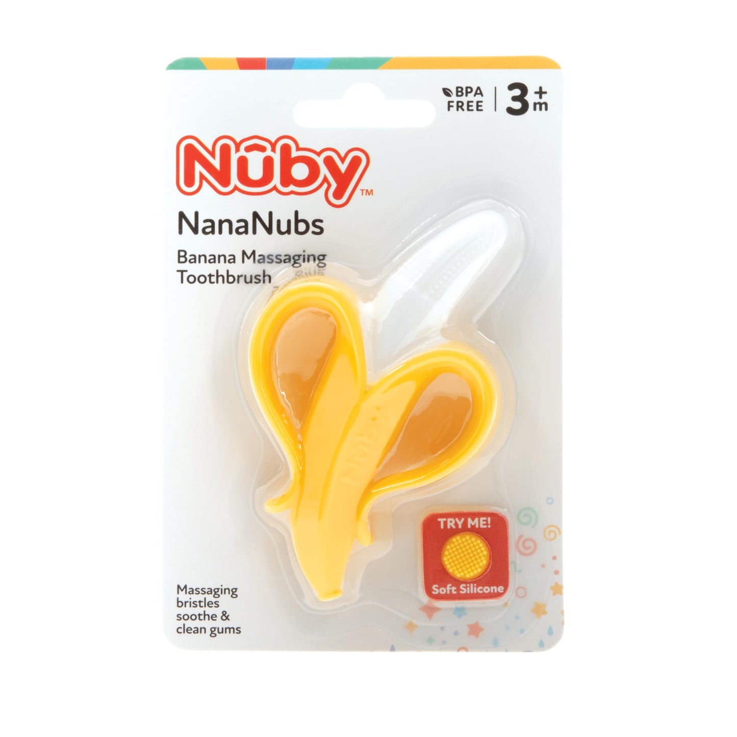 Nuby Nananubs Banana Massaging Teether – Baby Teething Toys 3 Months and Up, Silicone Teether for Sore Gums, Infant Toy, Baby Essentials, Brush, Travel Accessory, Gift for Babies (Pack of 48)
