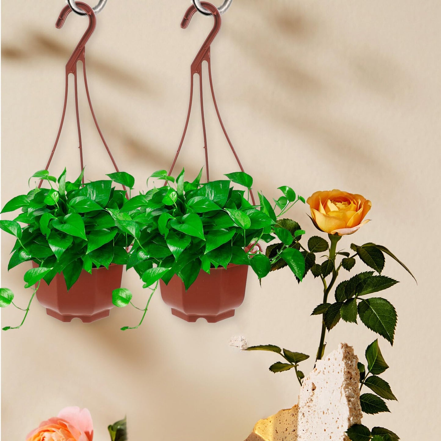 Toddmomy 3.74 Inch Plastic Hanging Plant Pot Durable Spider Plant Pot for Indoor Outdoor Garden Balcony with Hook