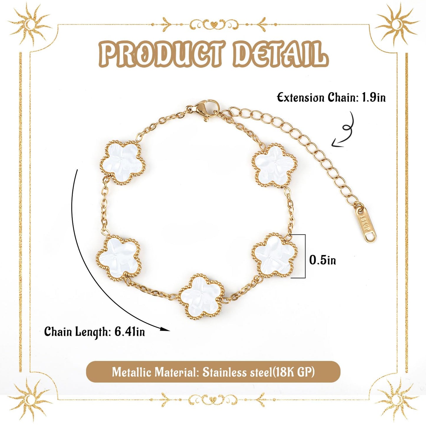 18K White Gold Plated Clover Bracelet Bangle Set, 4pcs Stackable Four Leaf Gold Bracelet Set for Wife Mom Girlfriend