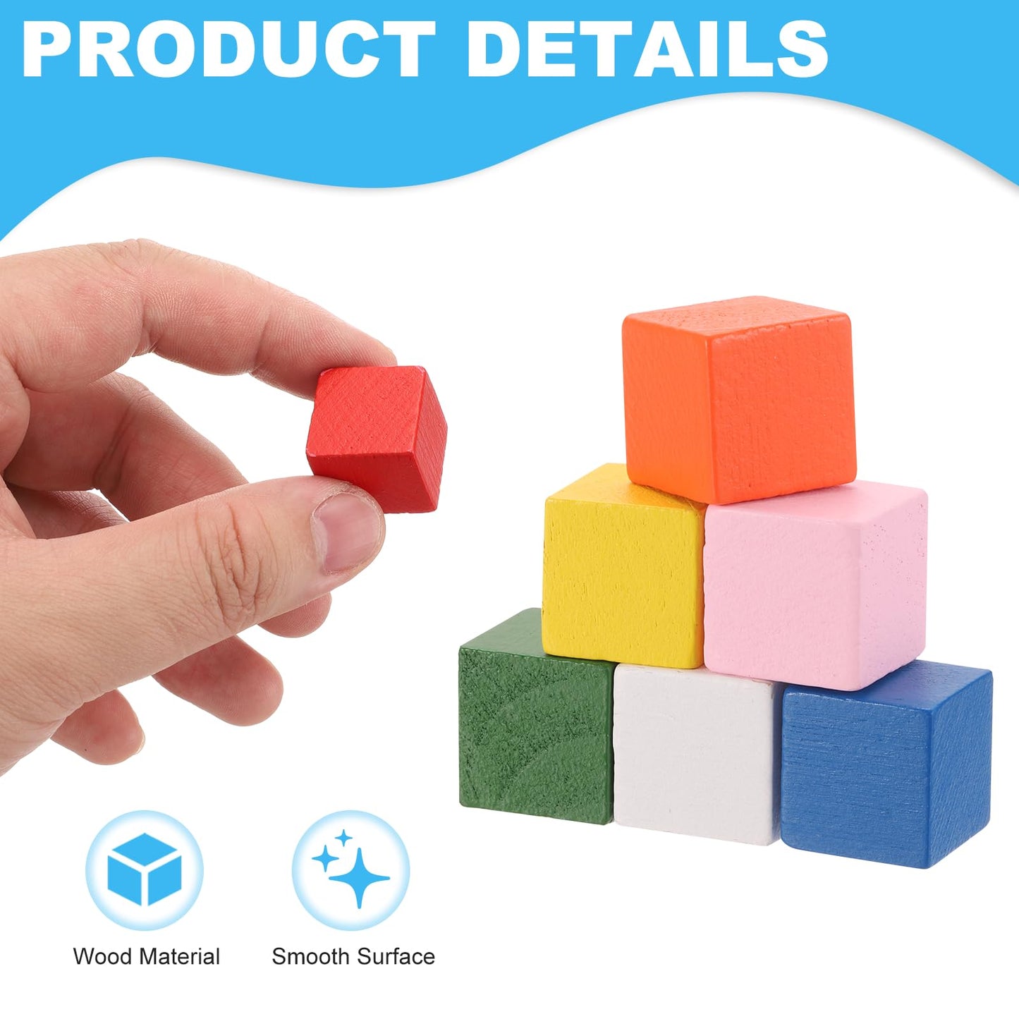 MECCANIXITY Crafts Wooden Cube 100 Pcs 2cm Square White Natural Solid Wood Crafts Blocks for DIY Projects, Puzzle Making, Letters, and Stamps for Home Decoration