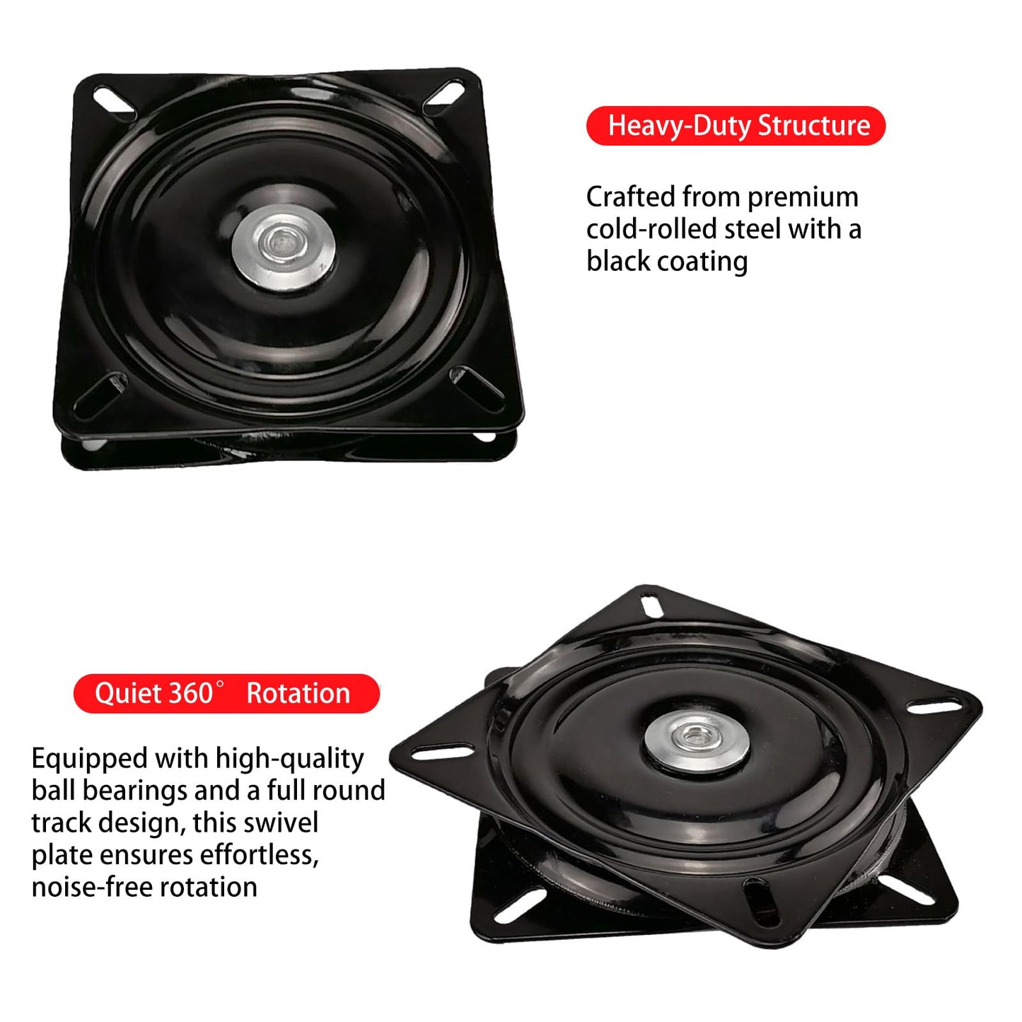 AeKeatDa 2 Pack 8 Inch Heavy Duty Bar Stool Swivel Plate Replacement 360 Degree Swivel Square Turntable Base 8 Inch Ball Bearing Swivel for Swivel Chairs, bar Chairs, Rotating Brackets and More