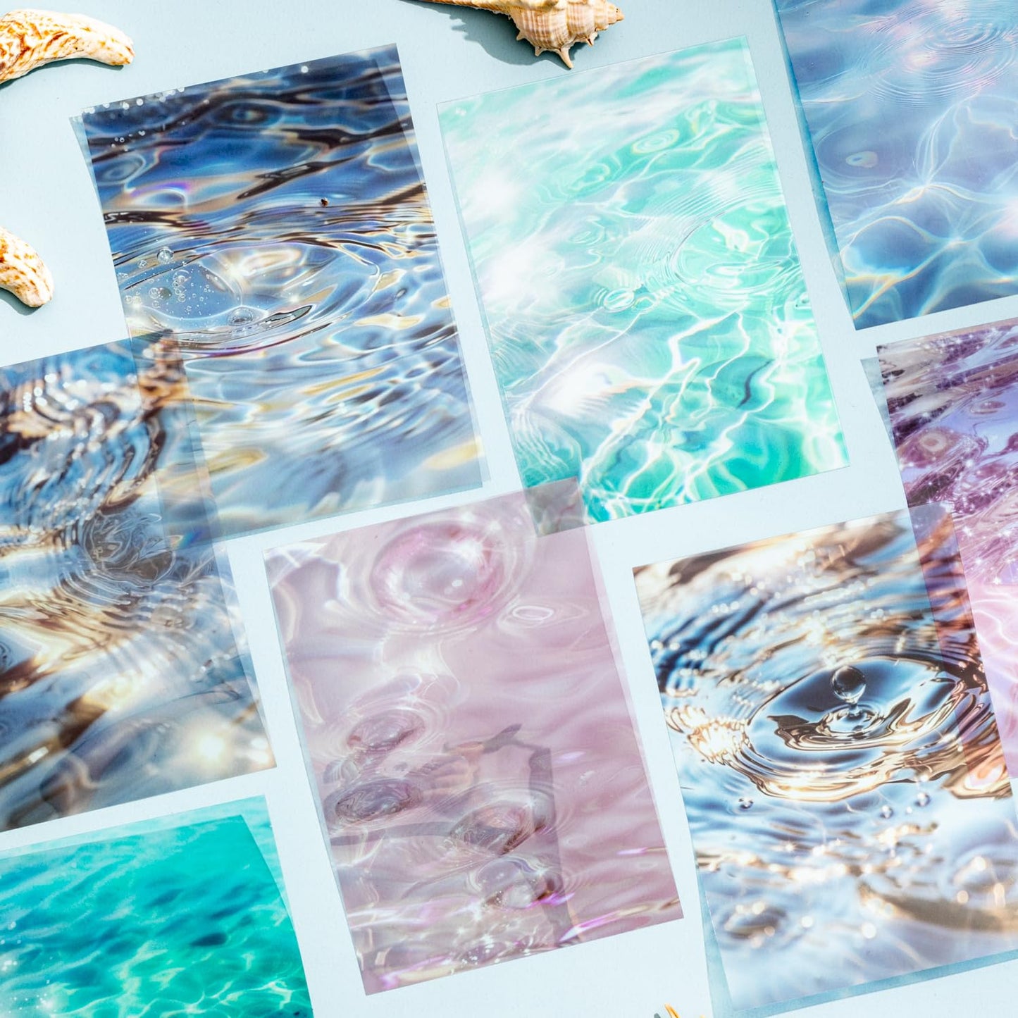 AuriicLeaf Wave PET Scrapbook Stickers Set, 60PCS Ocean Ephemera for Scrapbooking, Junk Journaling, Crafting, DIY Projects, Diaries, and Art Supplies