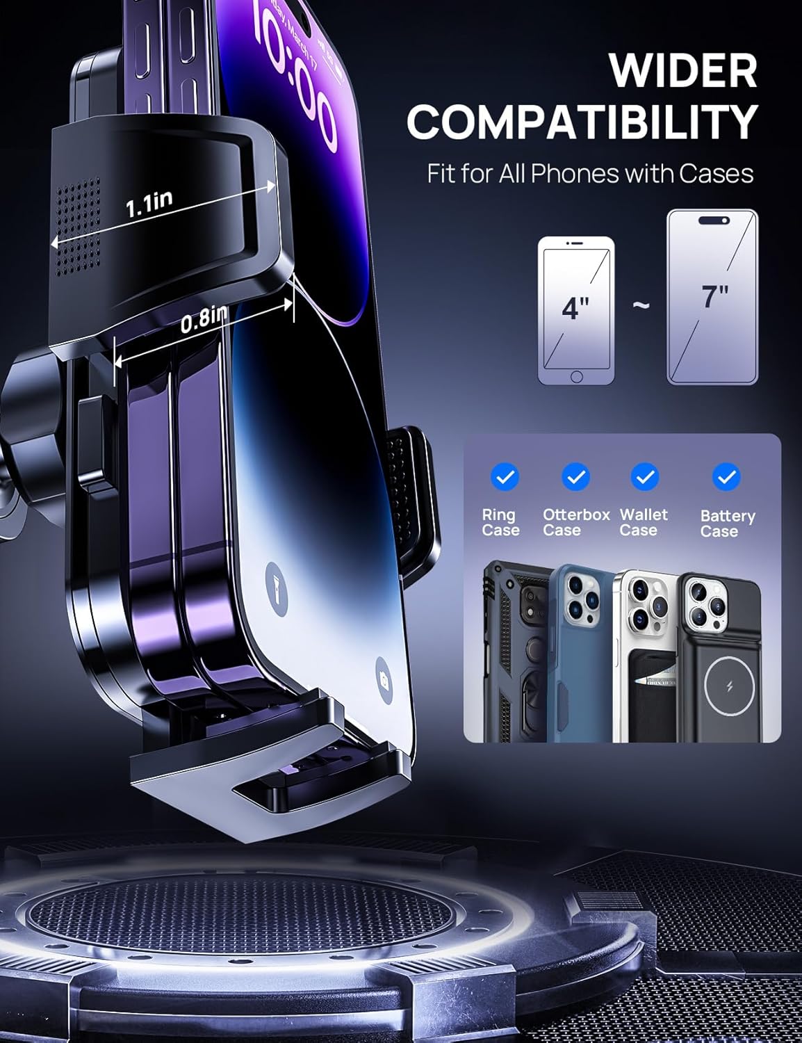 2025 Upgrade Car Phone Holder Mount, Universal Window Cell Phone Car Mount for Dashboard Windshield, Car Dash Mount Mobile Holder for iPhone, Samsung, Nokia, LG and All Android Smart Phones