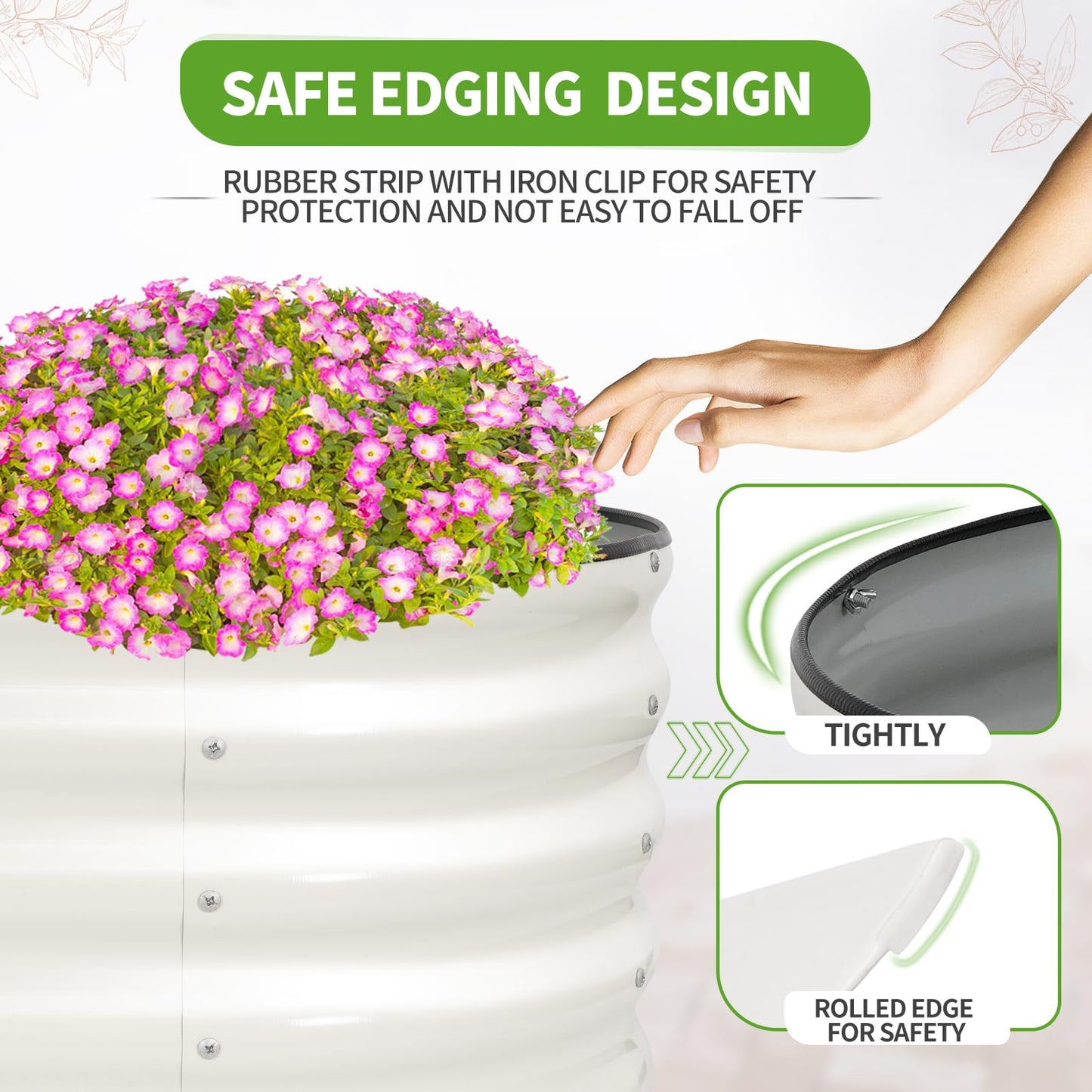 Permade Galvanized Raised Garden Bed - 4x2x1.4FT Metal Planter Boxes Outdoor | Oval Steel Raised Bed Kit for Gardening with Protective Tape, Gloves for Vegetables, Flower, Herb (White)