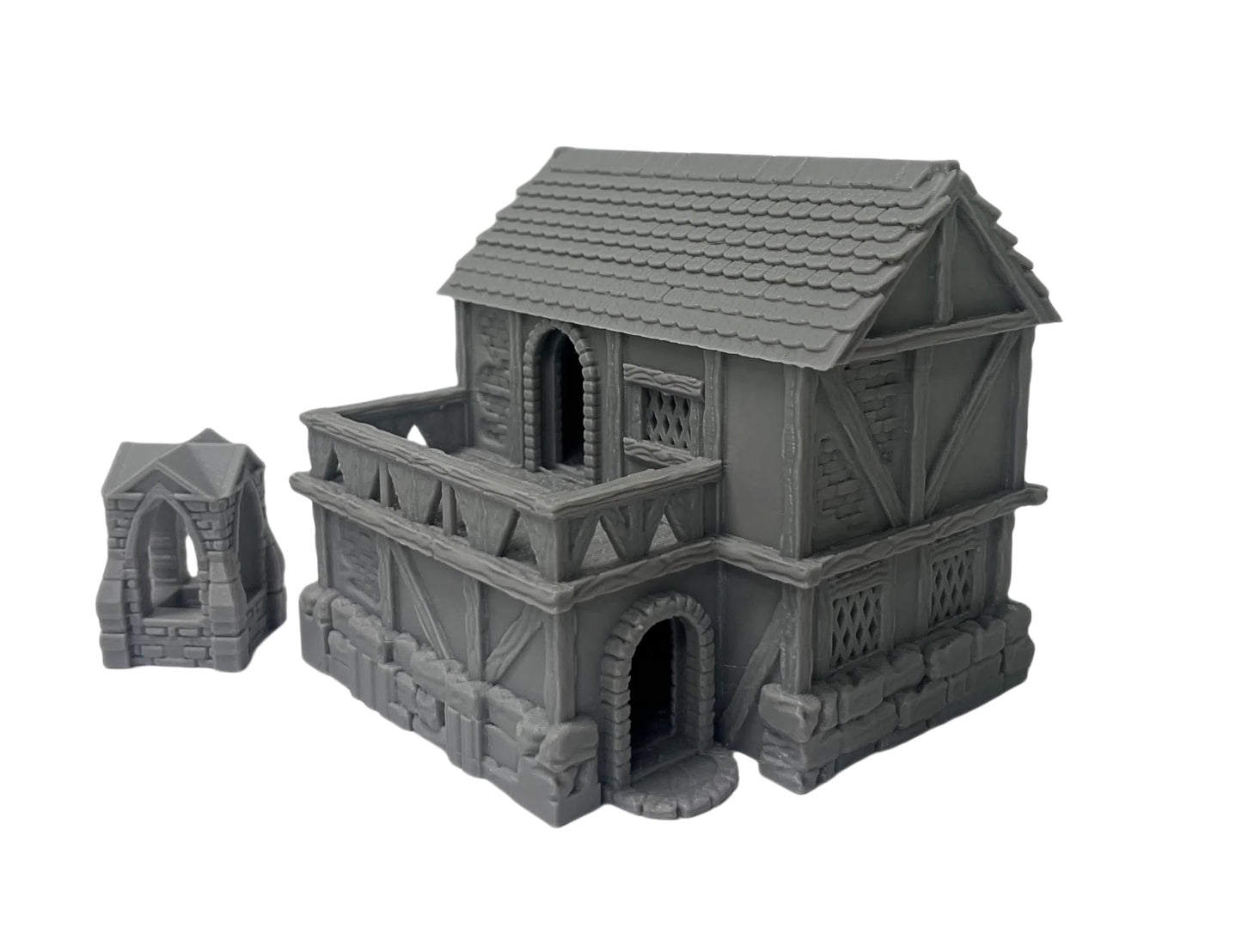 Paintable Tabletop Miniature Little Town Building Terrains - 18mm Small Scale Dioramas Building Set Scenery with Medieval Architecture Style by HAUTICO (HVillageHouses7-1)