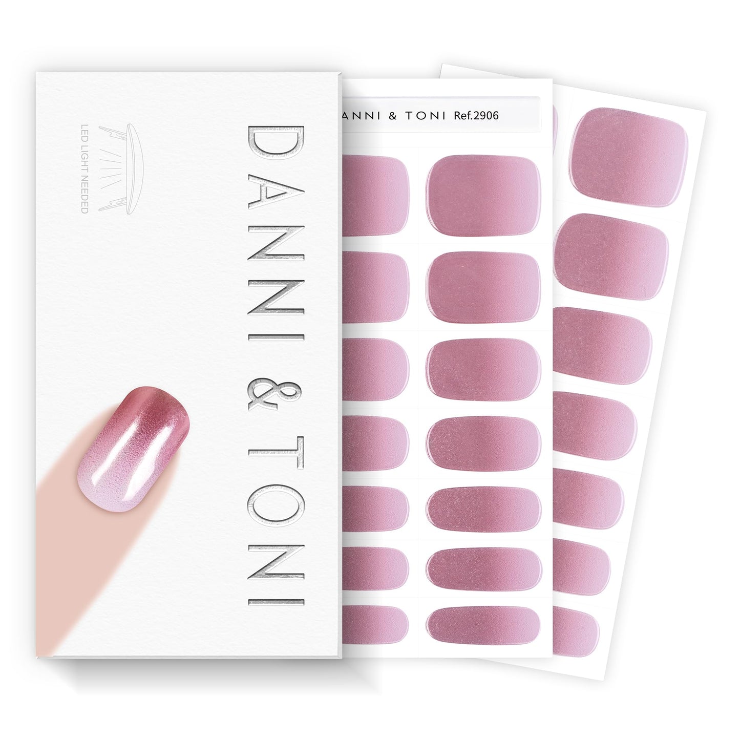 DANNI & TONI Semi Cured Gel Nail Strips Rose Gold Ombre Mirror Gel Nail Stickers 28 Stickers Gift for Woman | Luxe Glow