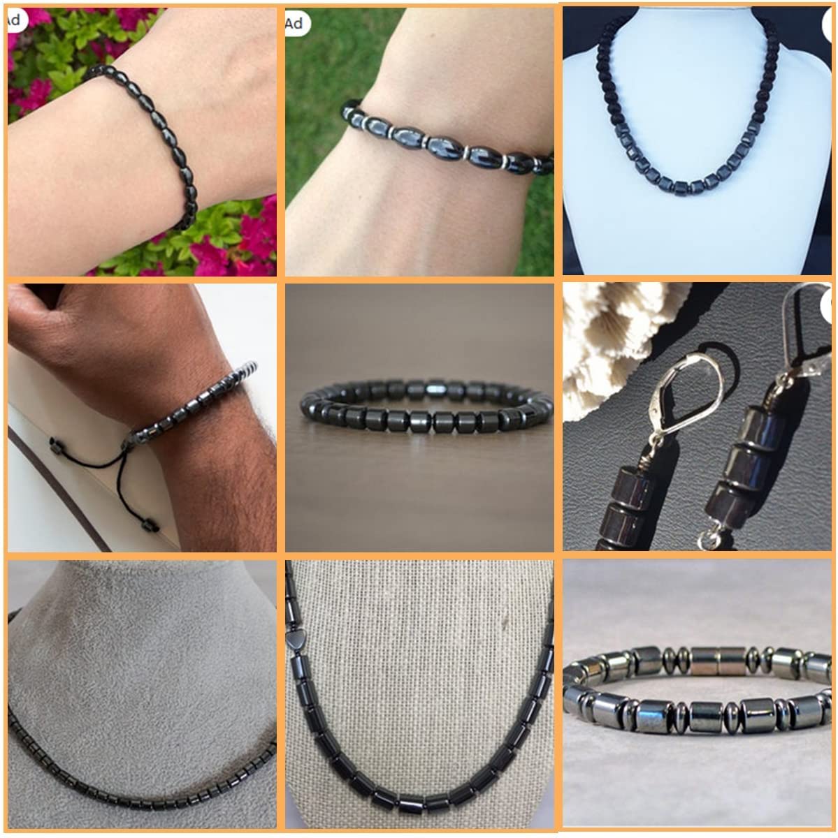 HAAMIIQII 90pcs 6mm Natural Black Hematite Loose Gemstone Beads Star Shape Spacer Stone Beads for Jewelry Making DIY Bracelets Necklaces Crafting