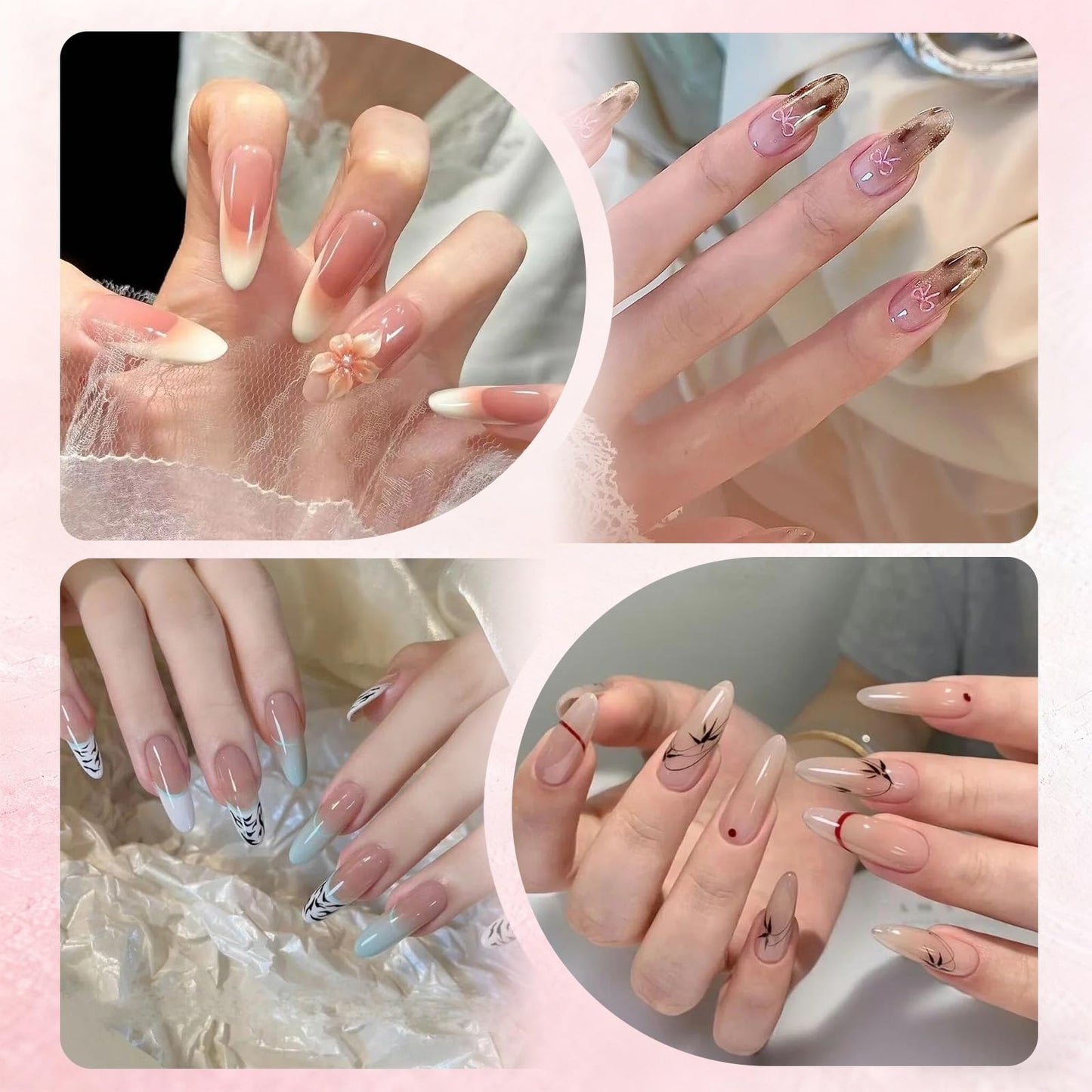 Allstarry Sandwich Dual Nail Forms, Reusable Sandwich Dual Forms 240pcs 15 Sizes Almond Round Nail Extensions Plastic Poly Gel Nails Forms for Builder Gel No Paper Forms Needed Moldes Dual Nails Molds