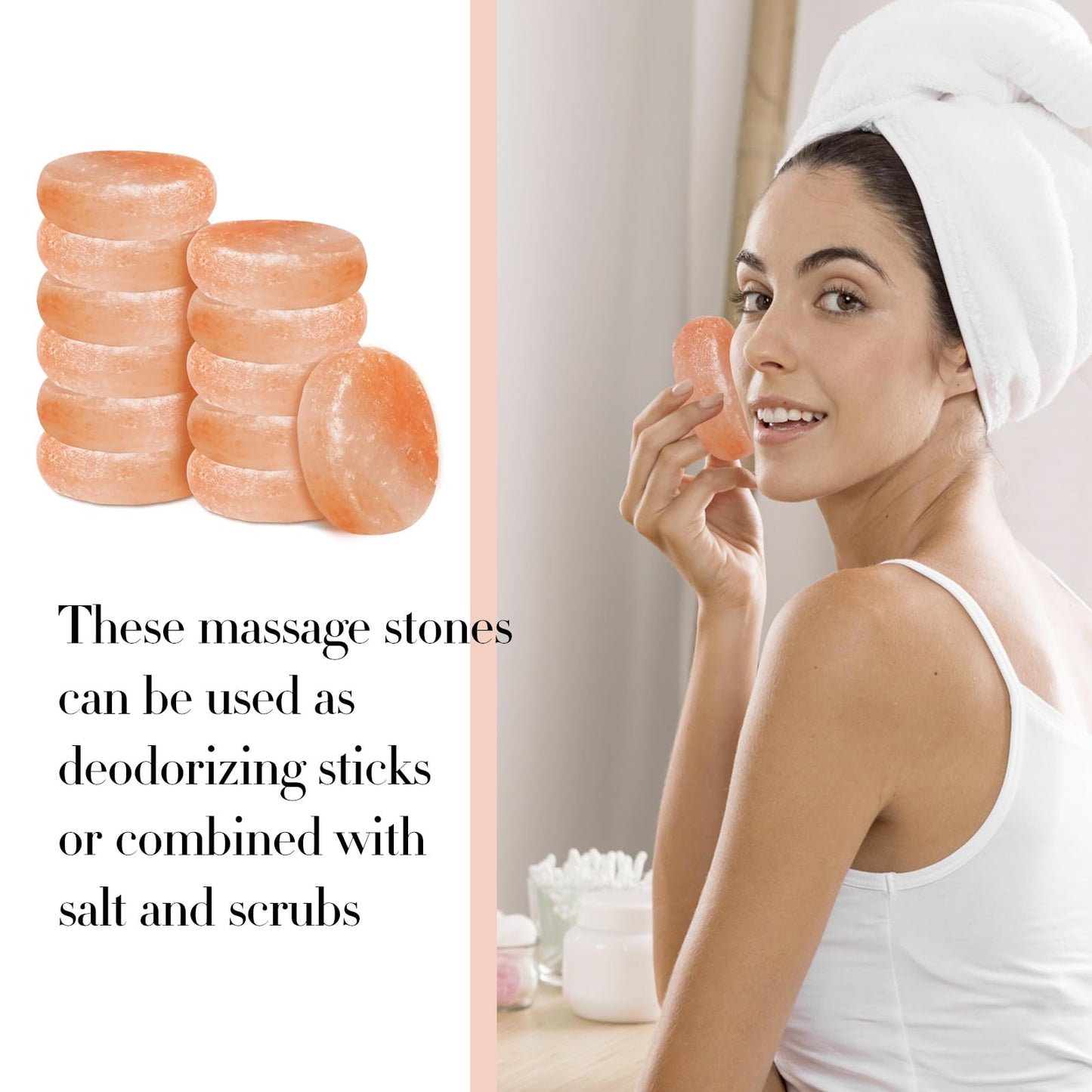 TANEMUDO 12 Pcs Flat Oval Massage Stone 3.5 x 1 x 2.6 Inch Crystal Hand Carved Stone Pink Himalayan Salt Massage Therapy Heated Warmer Rock for Salt and Sugar