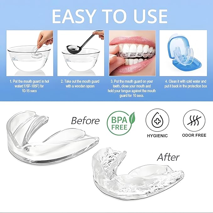 Mouth Guard for Grinding Teeth at Night，buluoushen Night Guard，6 Pack Night Guards for Teeth Grinding，Teeth Grinding Mouth Guard for Sleep,2 Sizes & 1 Travel Case