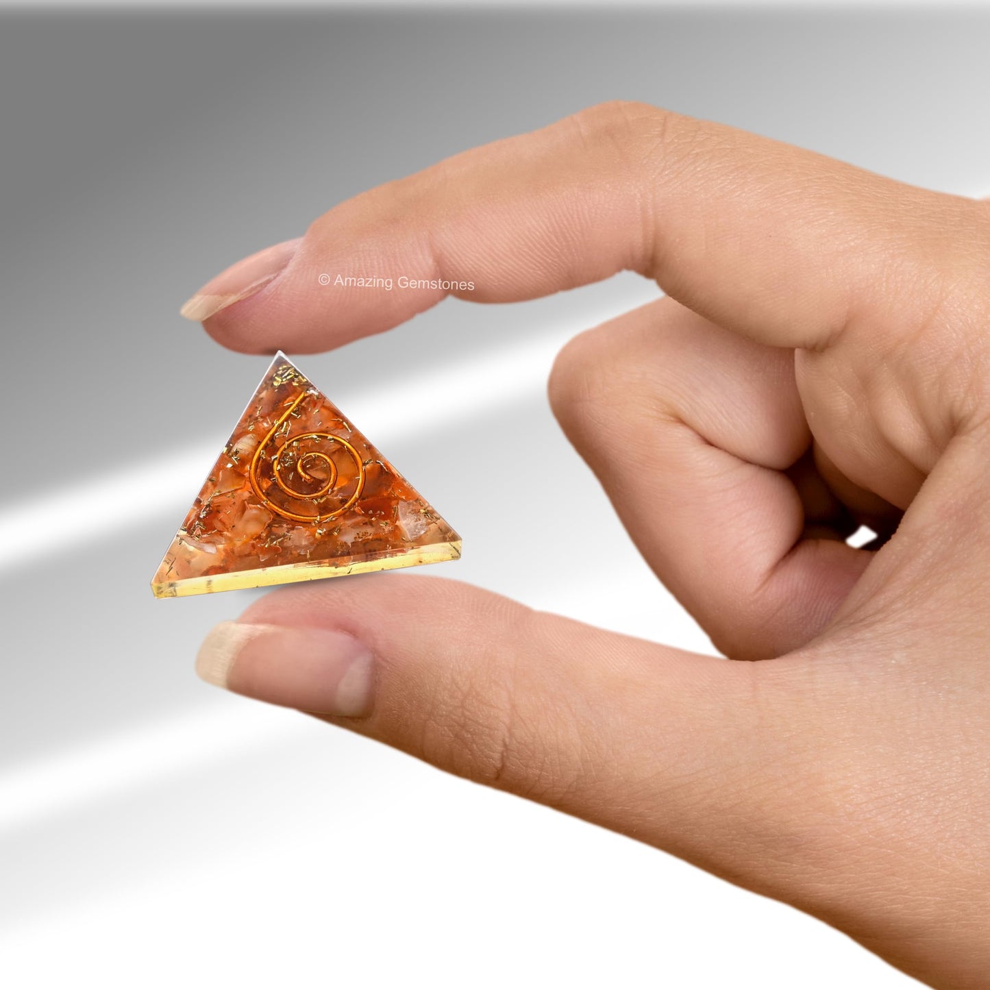 Amazing Gemstone Carnelian Orgone Pyramid - 30mm Small Orgonite Pyramids with Crystals and Healing Stones - Authentic Organite Gifts