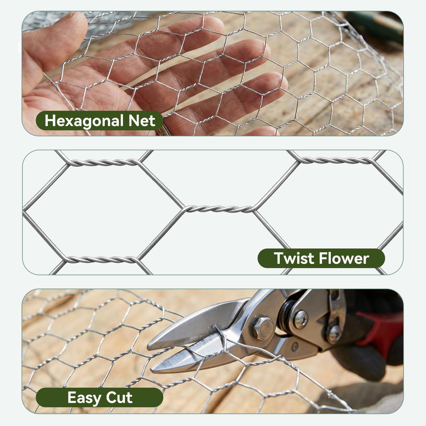 Amagabeli Chicken Wire Fencing 16in x 50ft Garden Netting Poultry Wire Hexagonal Galvanized Mesh Roll Fence Barrier for Raised Bed Cattle Panels for Plant Trellis Vegetable Dog Bird Pet Cage Craft