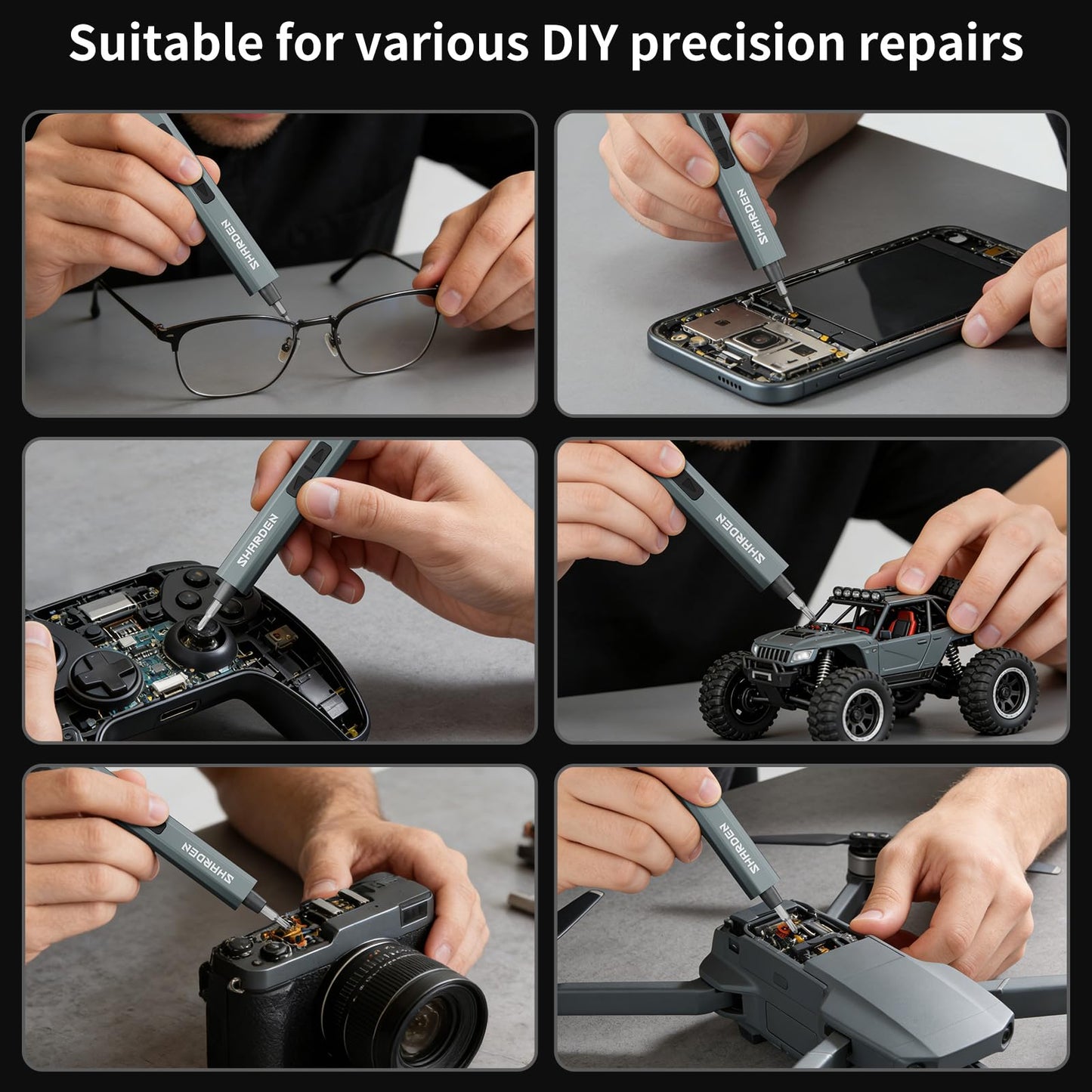 SHARDEN 29 IN 1 Upgraded MIni Electric Screwdriver, 24 S2 Preicison Bits, 5-gear Torque Adjustment, with screen, Power Screwdriver Repair Tool Kit for PC, Electronic. Tech