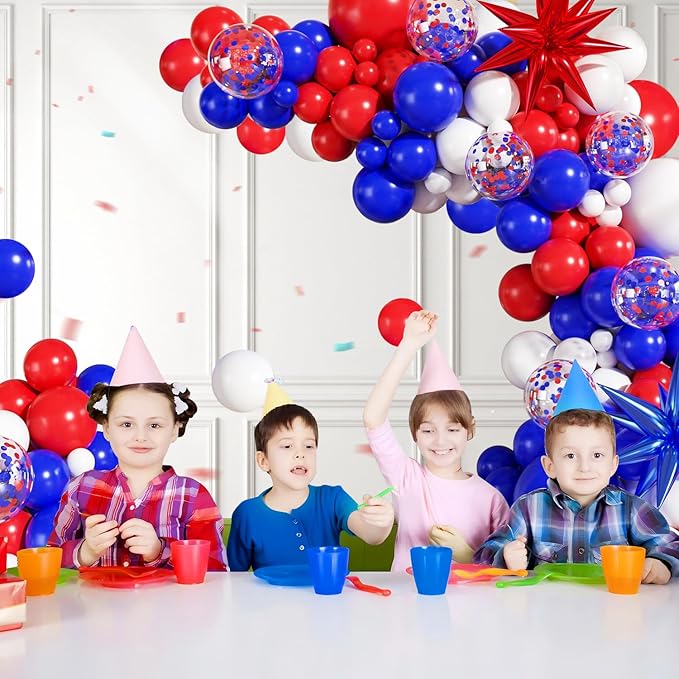 Red White and Blue Balloon Garland Arch Kit, 140Pcs Blue Red White 4th of July Balloons for Patriotic Decorations 4th of July Memorial Day Graduation Baseball Birthday Party Decorations