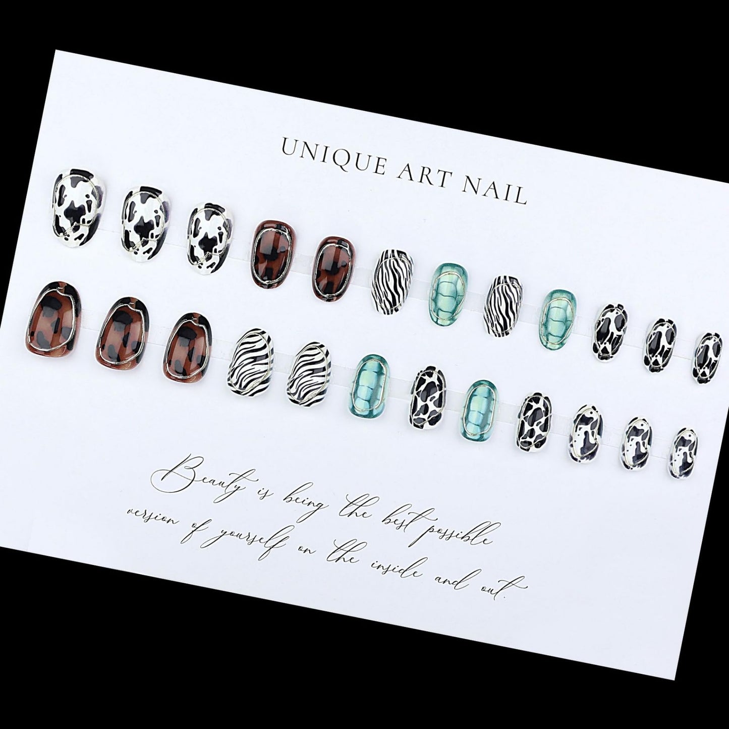Short Press on Nails Almond Fake Nails Brown Artificial Nail Tortoise ShellDesigns Stick on Nail for Women 24pcs