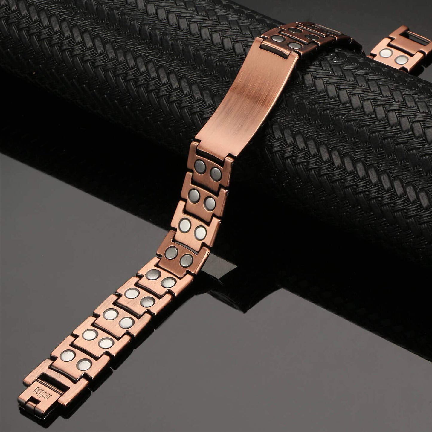 MagEnergy Copper Bracelet for Men, Cross Copper Magnetic Bracelet with Ultra Strength Magnets, Adjustable Link Jewelry Box Gift (Sizing Tool)