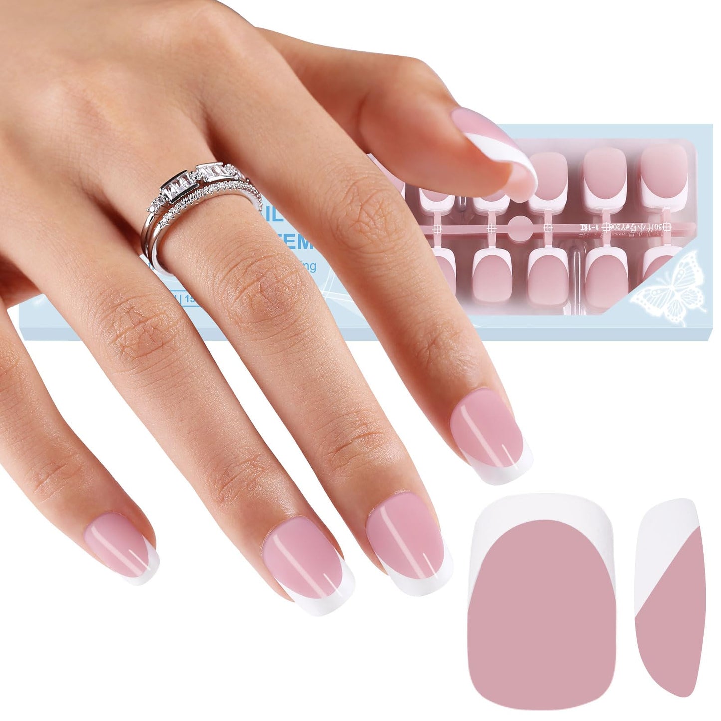 Dsixnails Press on Nails, Soft Gel Nail Tips, Long lasting Acrylic Fake Nails, No Need to File False Nail Tips Extension for Women Girl Nails (DF-zibai-6)