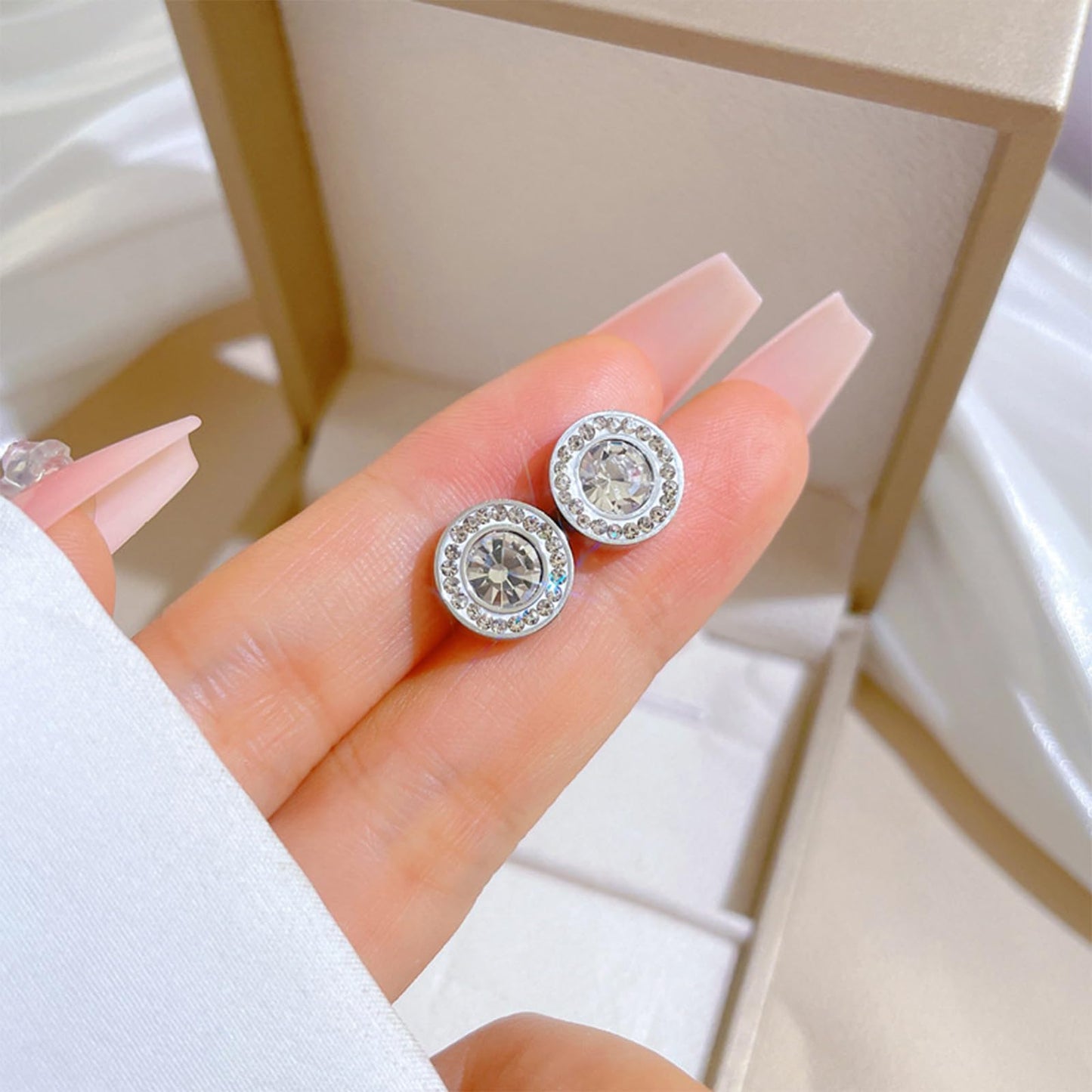 Lymphatic Earrings for Women Halolux Lymphvity Germanium Therapy Earrings Lymphatic Drainage Earring Lymph Detox Earring Cute CZ Stud (Silver)