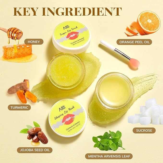 ANAI RUI Lip Care Set Stocking Stuffers, Lip Scrubber Exfoliator & Lip Balm Hydrating for Christmas Gifts, Lip Sleeping Mask Gift Set for Women