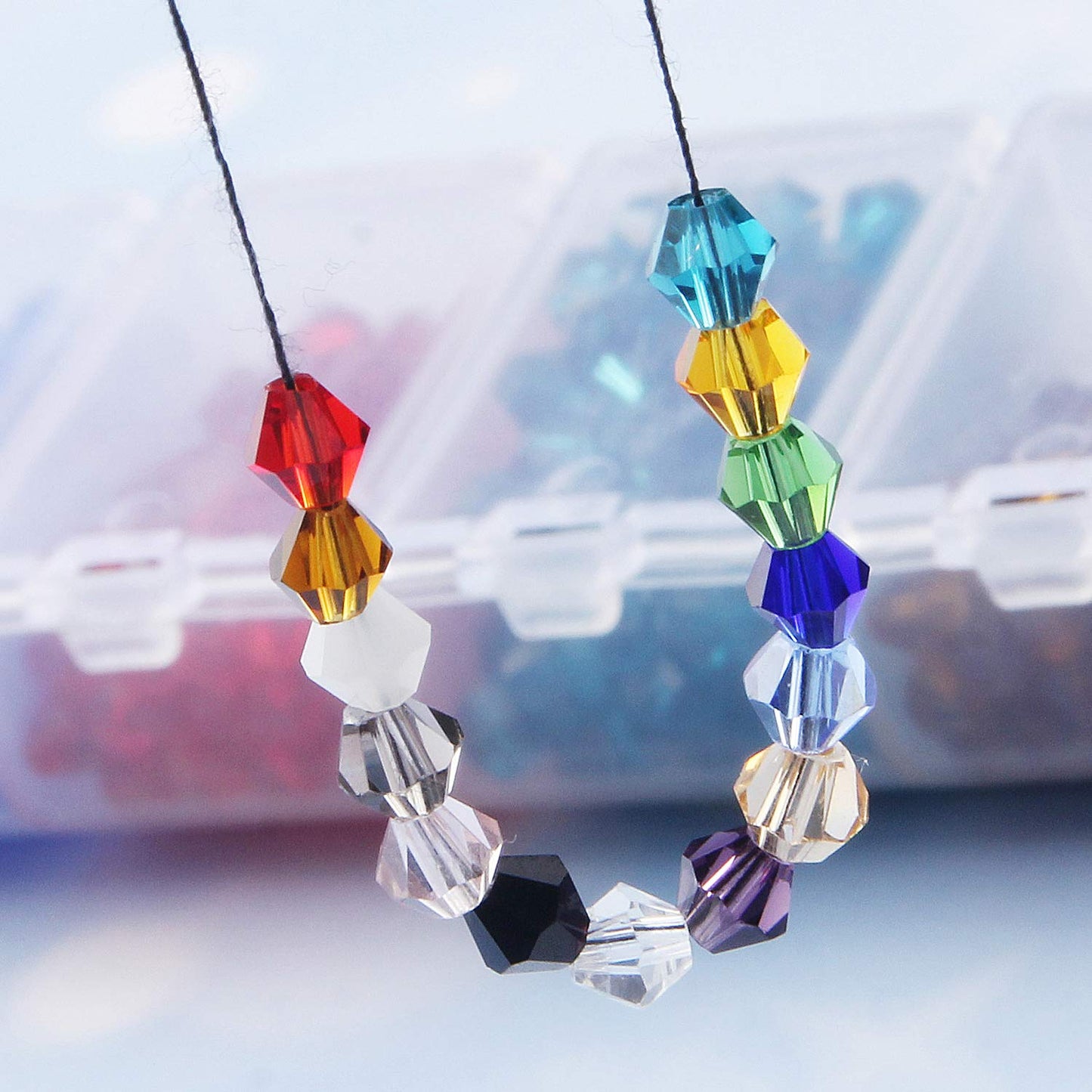Bicone Crystal Beads Bulk Beaded Wholesale 4MM Beads Mix Lot of 1400pcs Faceted Crystal Glass Beads for Jewelry Making