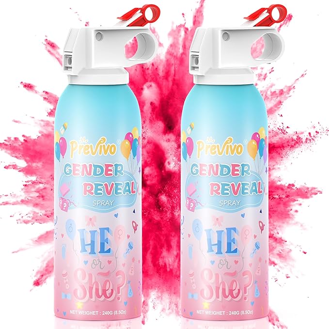 Reveal Fire Extinguisher Set -Gender Reveal Color Smoke Powder Spray - 100% Biodegradable Party Supplies- For Memorable Baby Gender Reveal Decorations & Ideas(Pink)