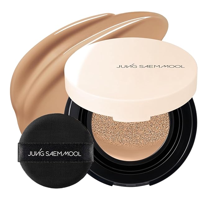 JUNG SAEM MOOL [ Mini ] Essential Skin Nuder Cushion Mini 28N Camel 0.17 Fl Oz, Natural Radiant Finish Cushion Foundation with Buildable Coverage, Lightweight Texture, Korean Foundation Makeup