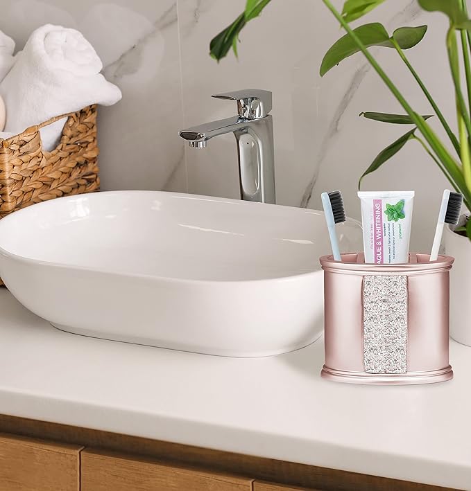 Zahari Home Sinatra Bath Tooth Brush Holder Modern Tooth Brush and Toothpaste Holder, Blush
